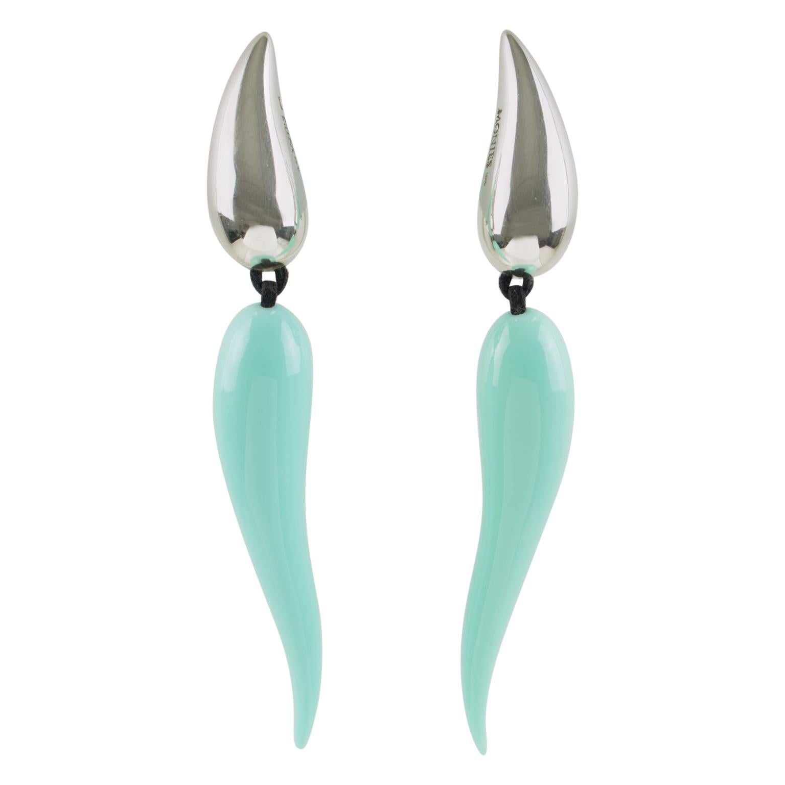 Gerda Lynggaard Monies  Blue and Black Clip-on Earrings | Vintage