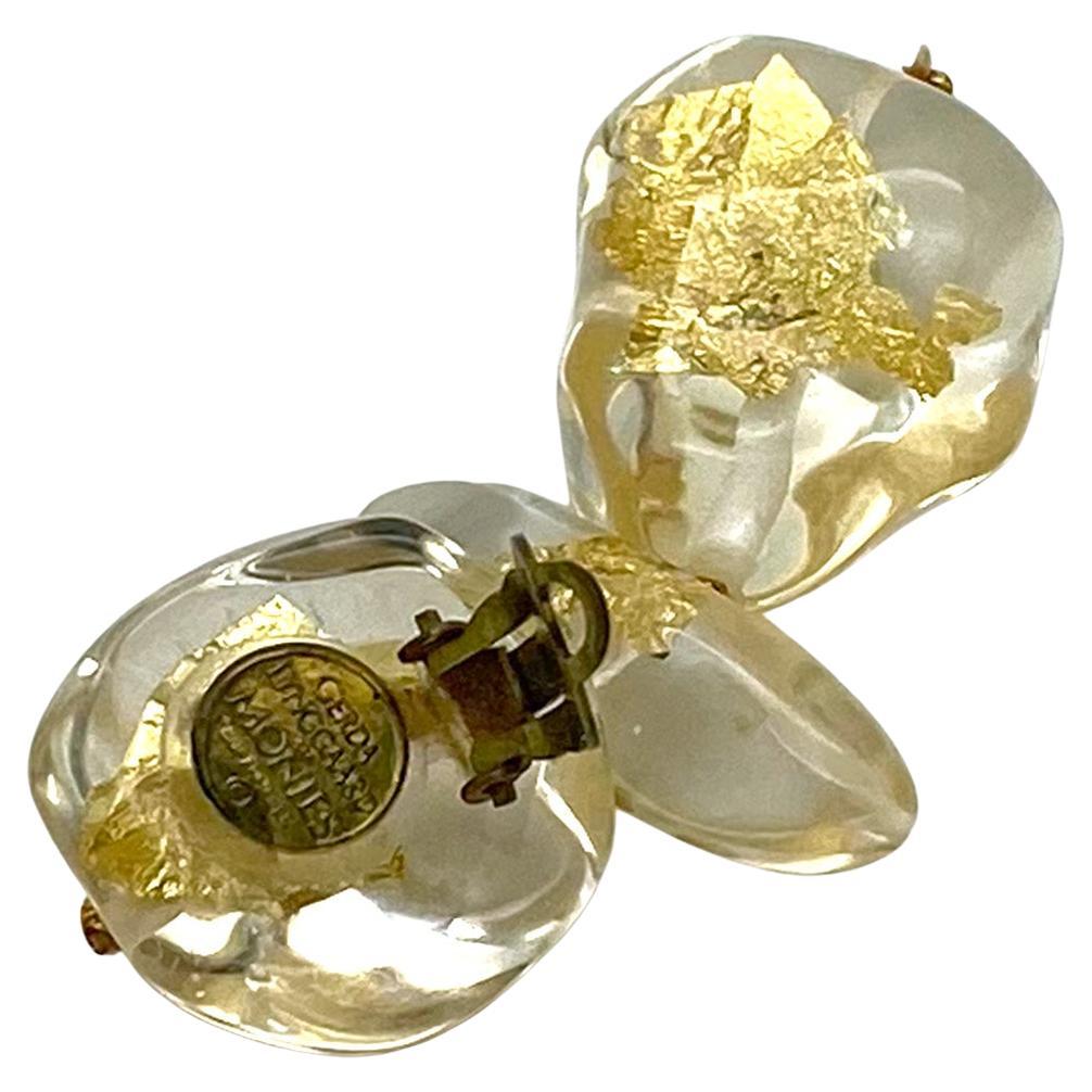 Women's Gerda Lynggaard for Monies Lucite Dangle Earrings with Gold Foil For Sale