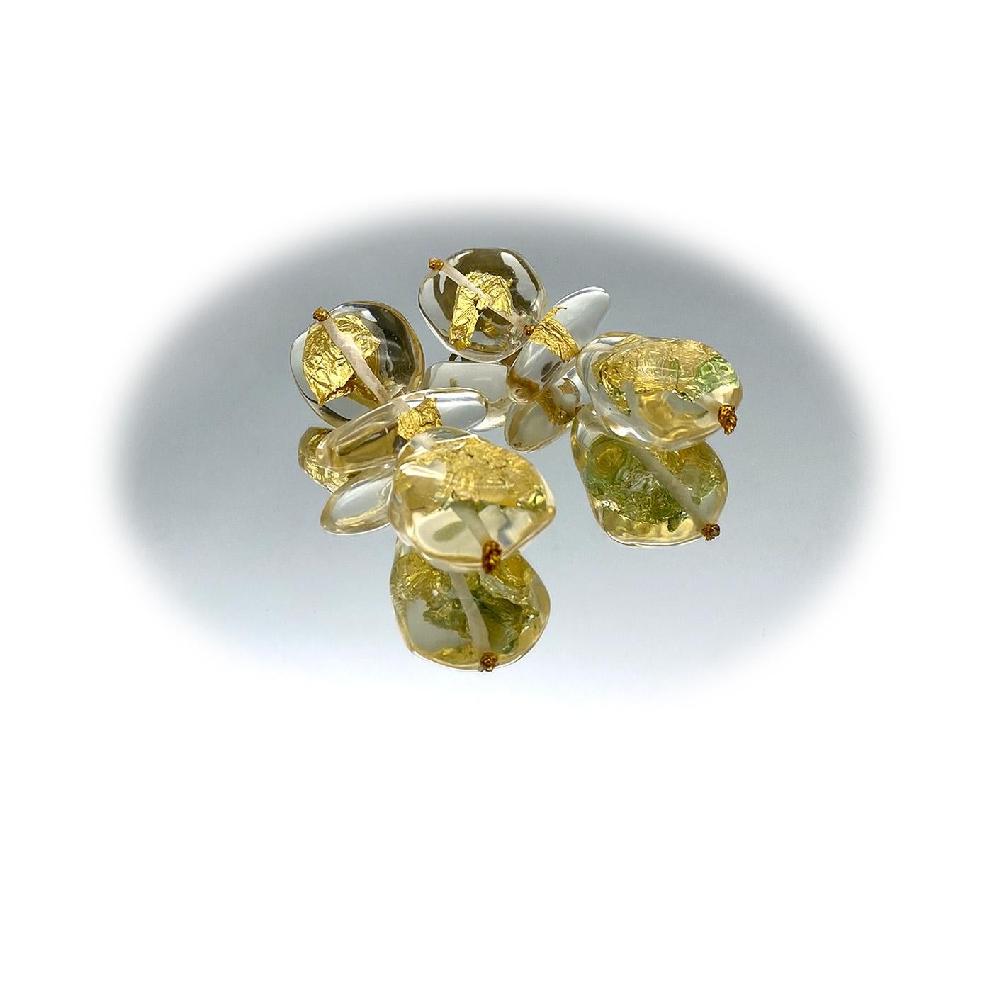 Gerda Lynggaard for Monies Lucite Dangle Earrings with Gold Foil For Sale 2