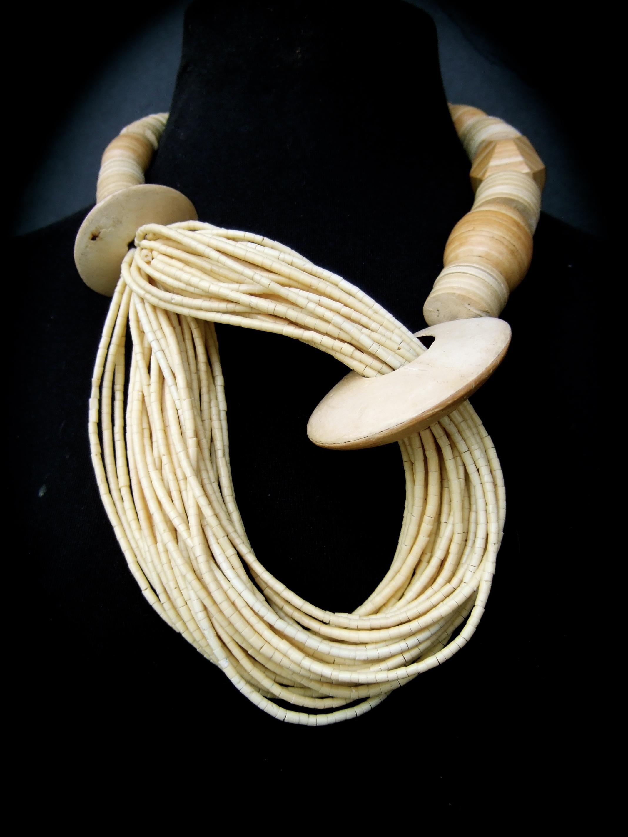 Gerda Lynggaard Monies Massive Wood Design Artisan Statement Necklace c 1980s 6
