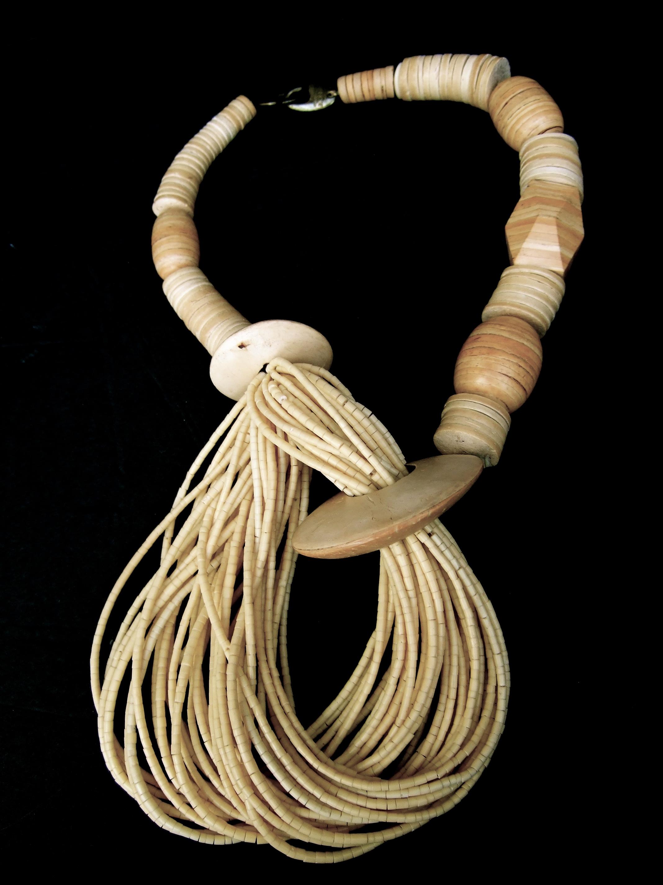 Gerda Lynggaard Monies Massive Wood Design Artisan Statement Necklace c 1980s 8