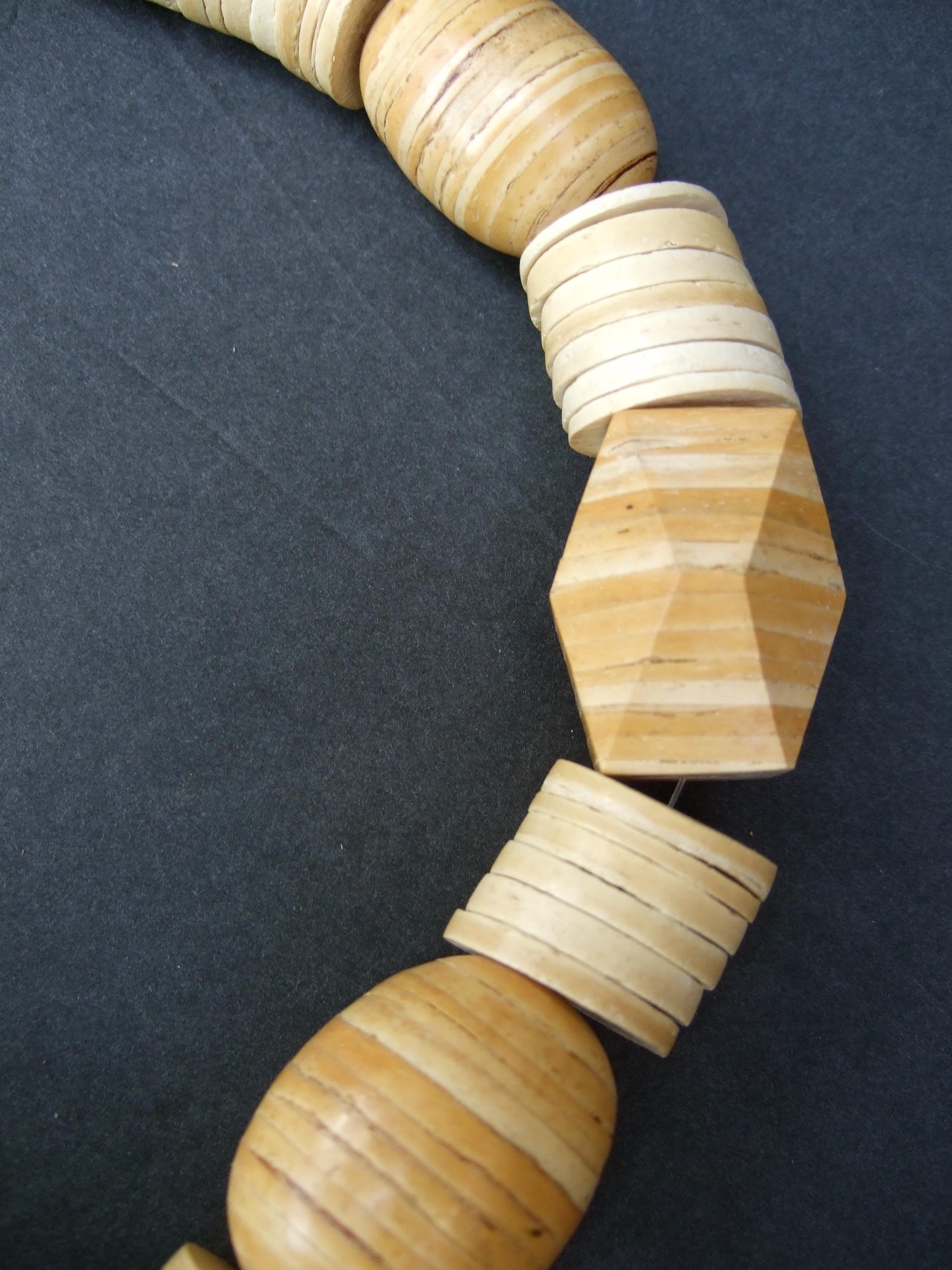 Gerda Lynggaard Monies Massive Wood Design Artisan Statement Necklace c 1980s 4