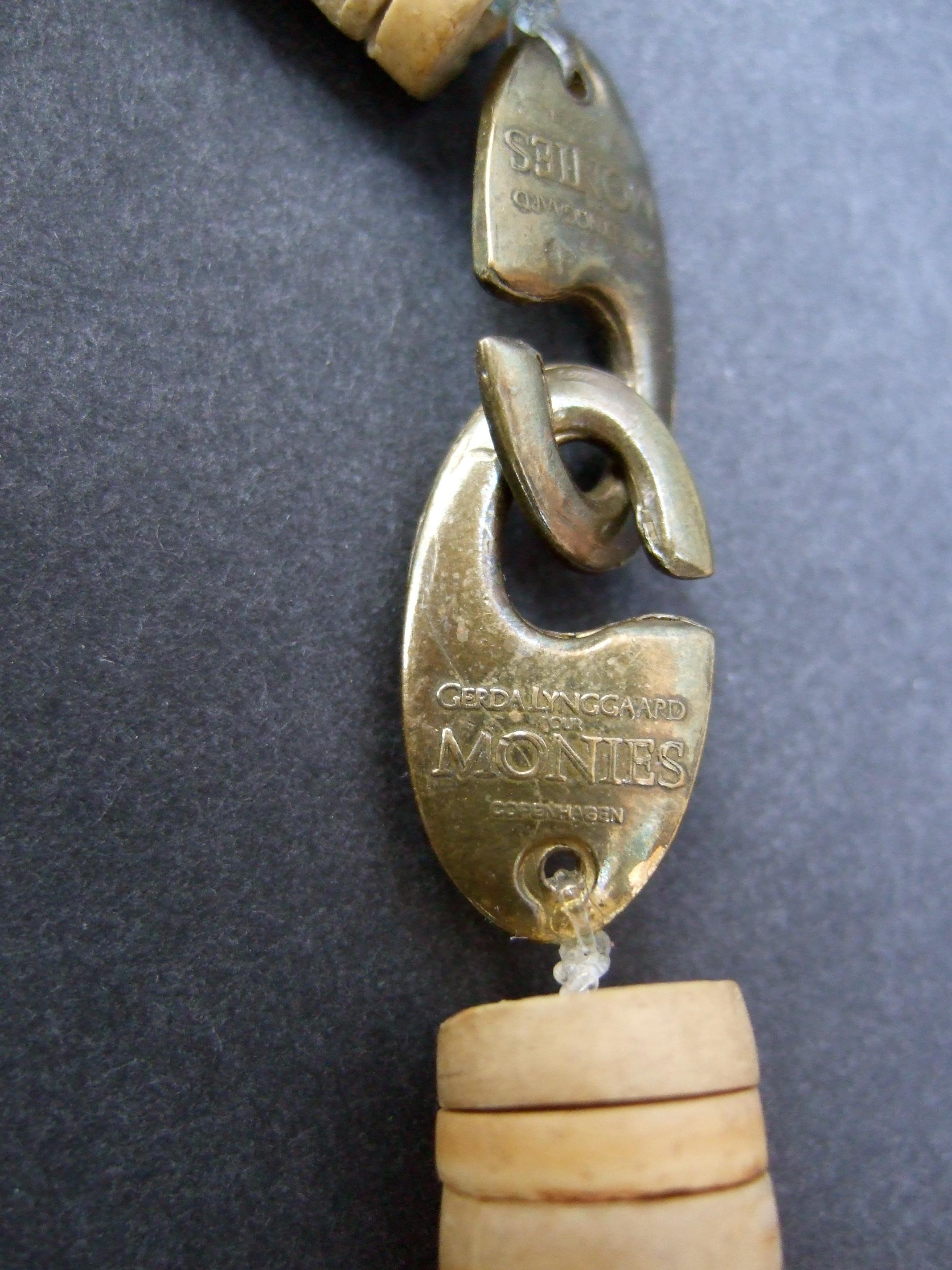 Gerda Lynggaard Monies Massive Wood Design Artisan Statement Necklace c 1980s 5