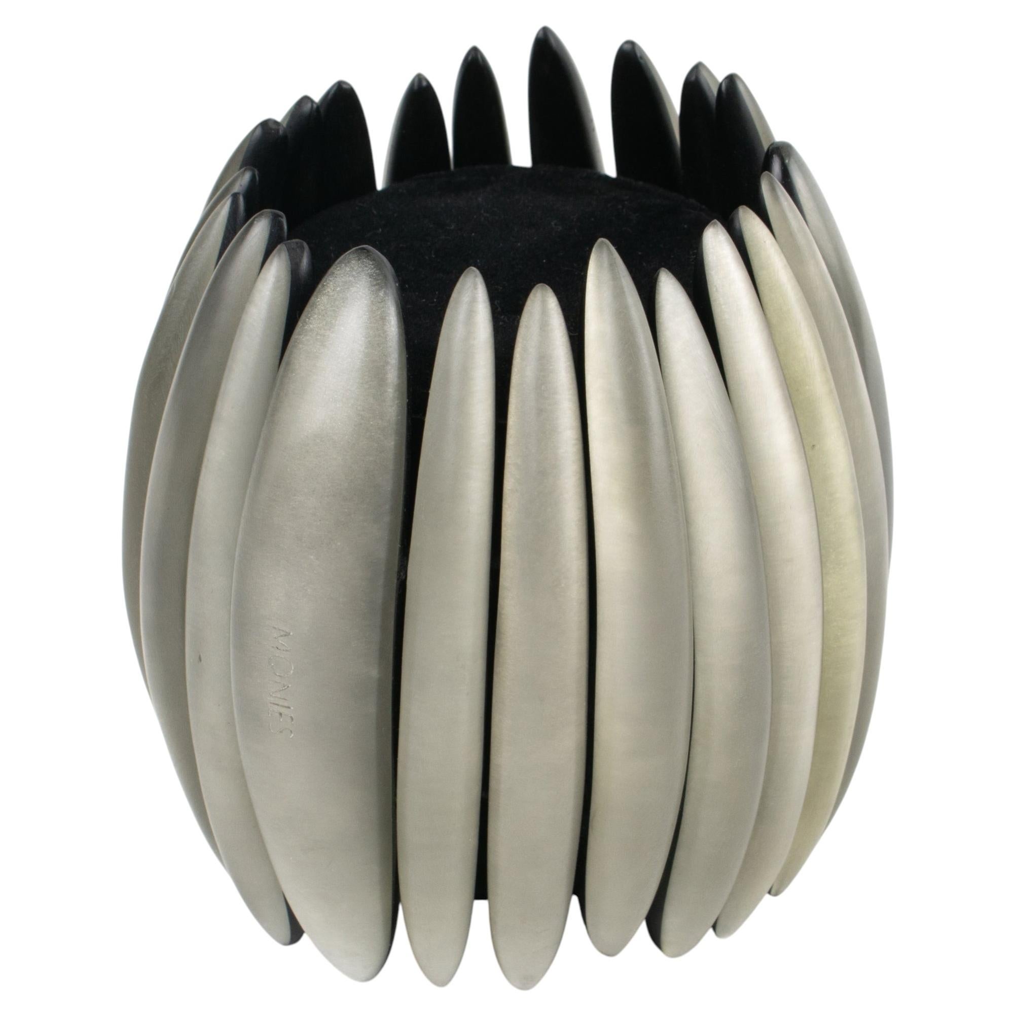 Gerda Lynggaard Monies Sculptural Black Wood and Resin Stretch Bracelet Bangle