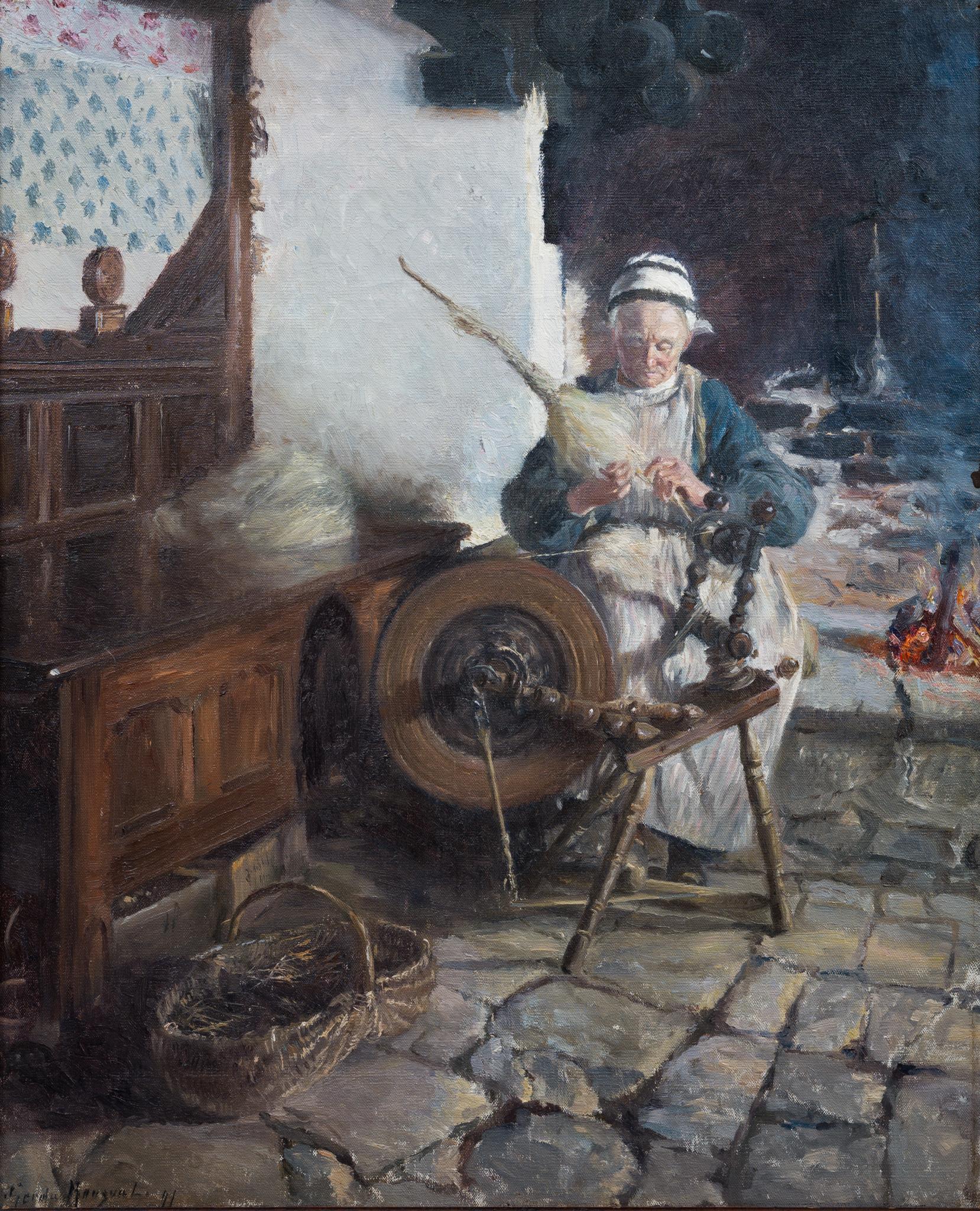 An der Drehscheibe, 1891 (Schwarz), Figurative Painting, von Gerda Roosval-Kallstenius