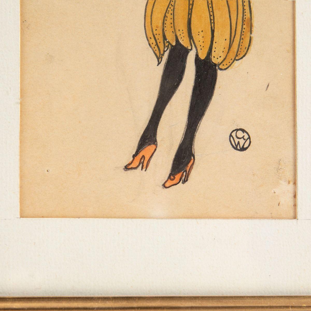 Gilt Gerda Wegener - Art deco Drawing of Elegant Lady For Sale