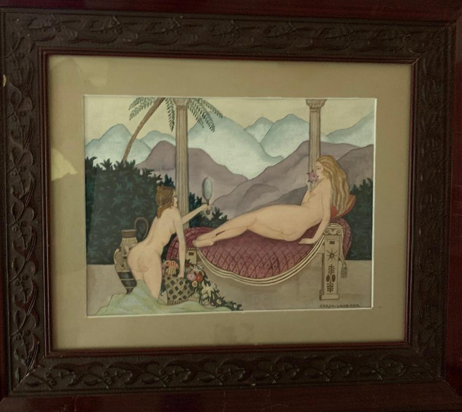 Venus and Servant in the Exotic Palace - Painting by Gerda Wegener