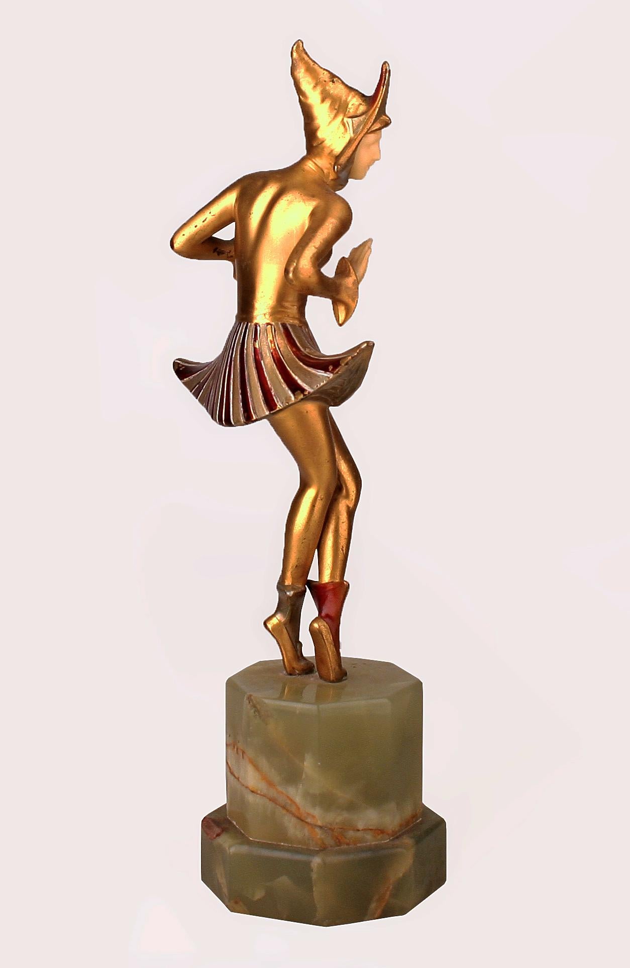 Gerdago's 'Cosmic Dance': Art Déco Austrian Bronze Chryselephantine Sculpture In Good Condition For Sale In North Miami, FL
