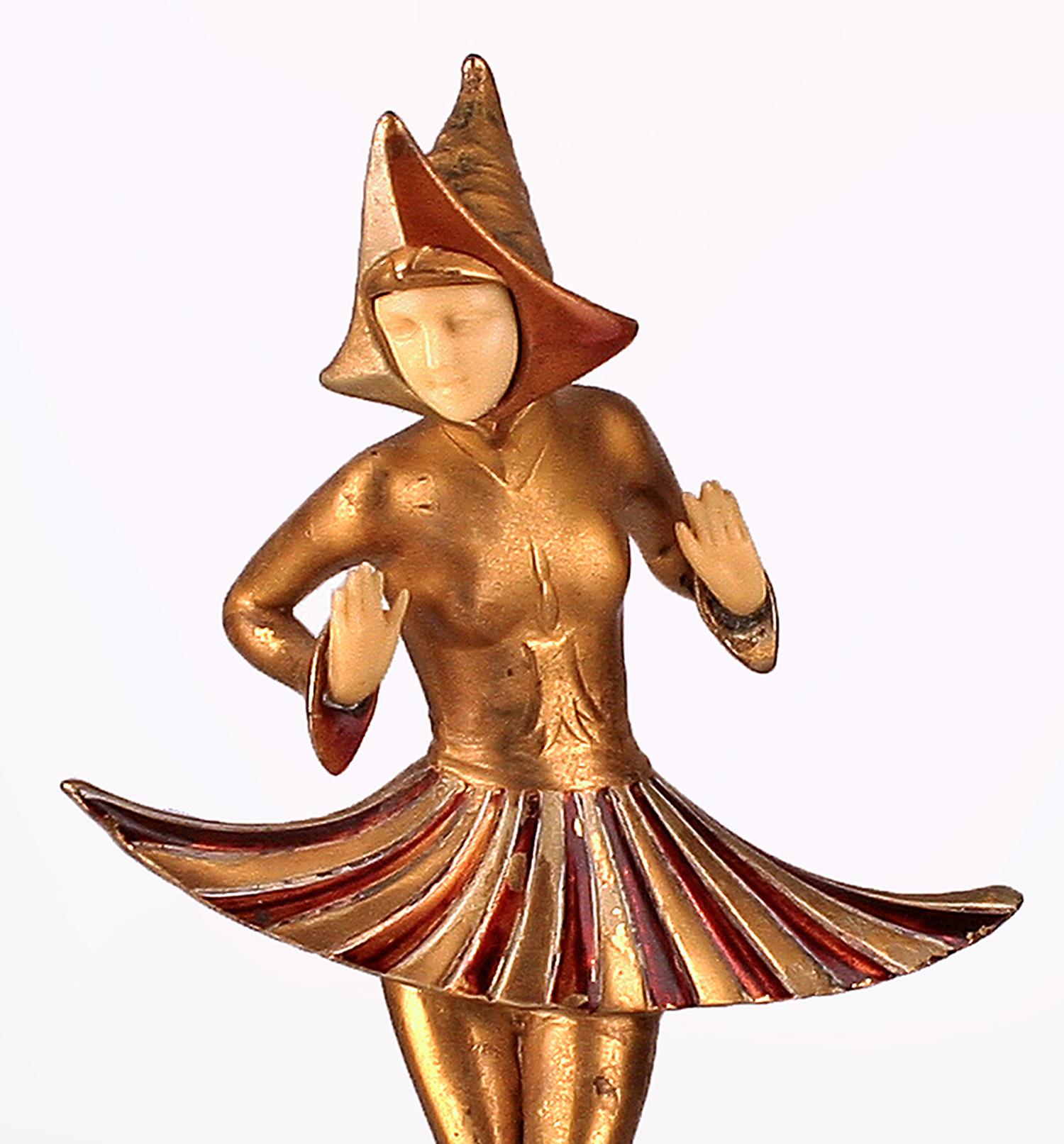 20th Century Gerdago's 'Cosmic Dance': Art Déco Austrian Bronze Chryselephantine Sculpture For Sale