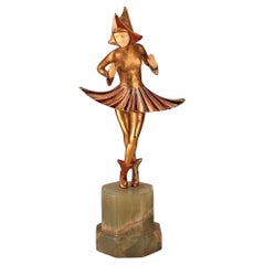 Danza cósmica" de Gerdago: Escultura Criselefantina Art Déco Austriaca de Bronce