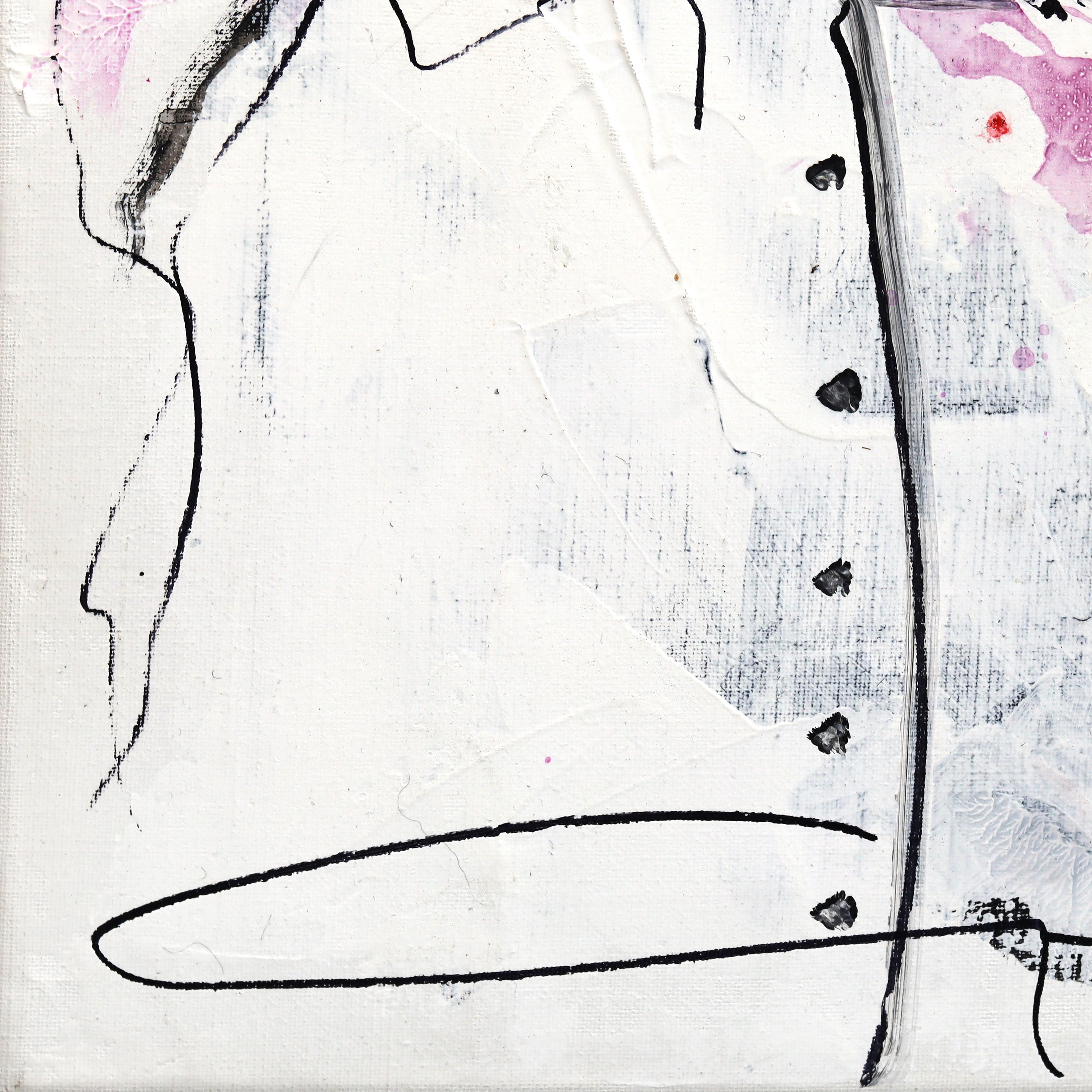 Eine weitere feine Mahlzeit - Figurative texturierte violette Töne Acrylgemälde auf Leinwand im Angebot 2