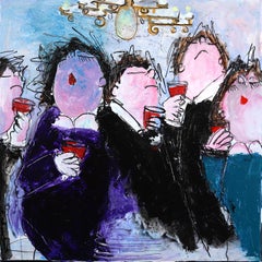 Dinner by Candlelight - Original Bold Delightful Figurative Painting