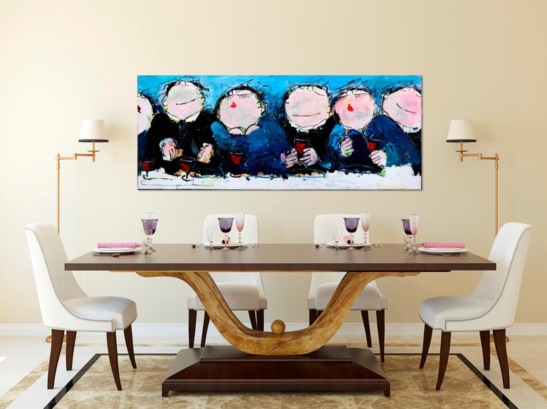 Gerdine Duijsens Dinner In Blue Large Figurative Abstract Dinner In Blue Large Figurative Abstract Painting For 1