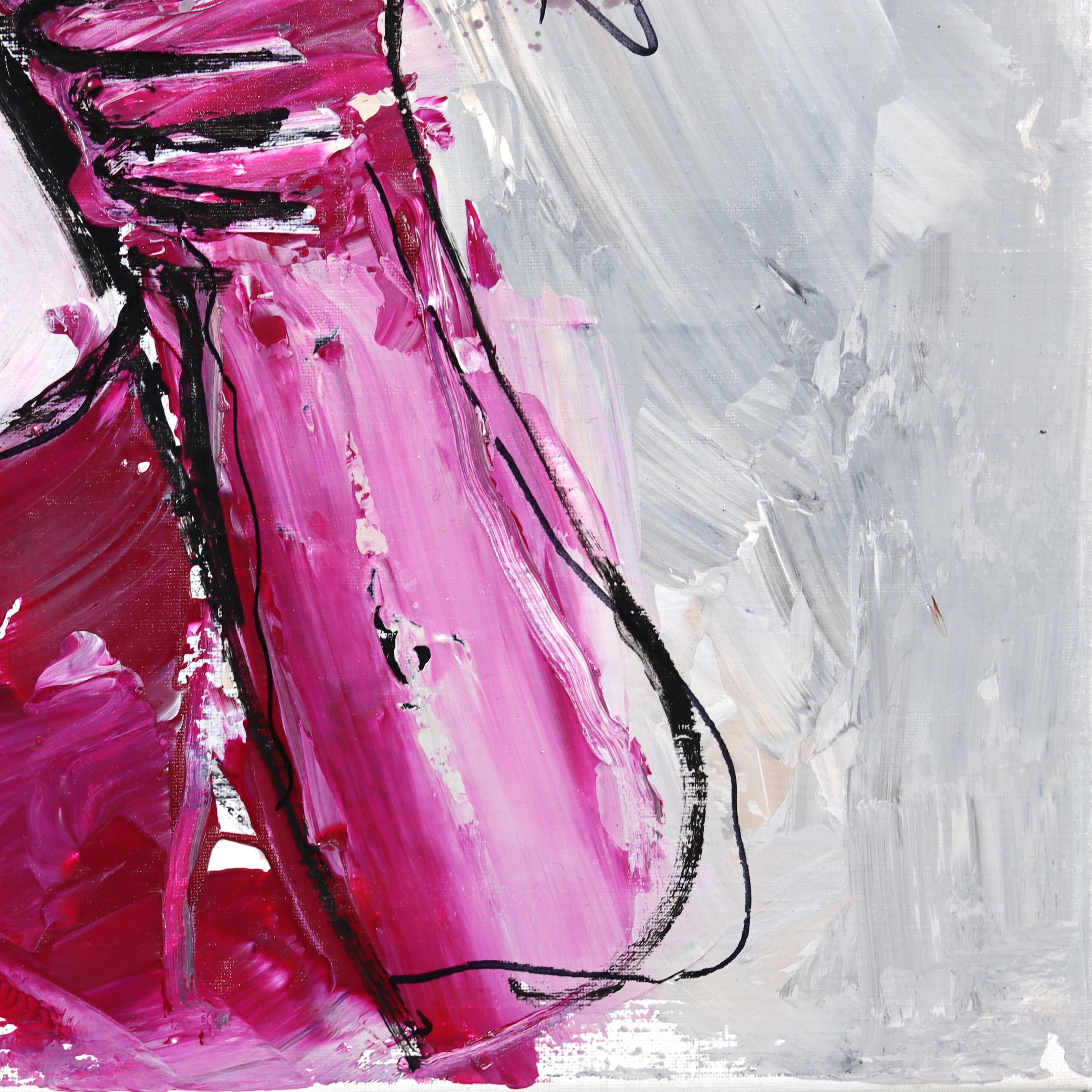 Drinking Sarah - Figurative Portrait Purple Textured Acrylic Painting on Canvas For Sale 2