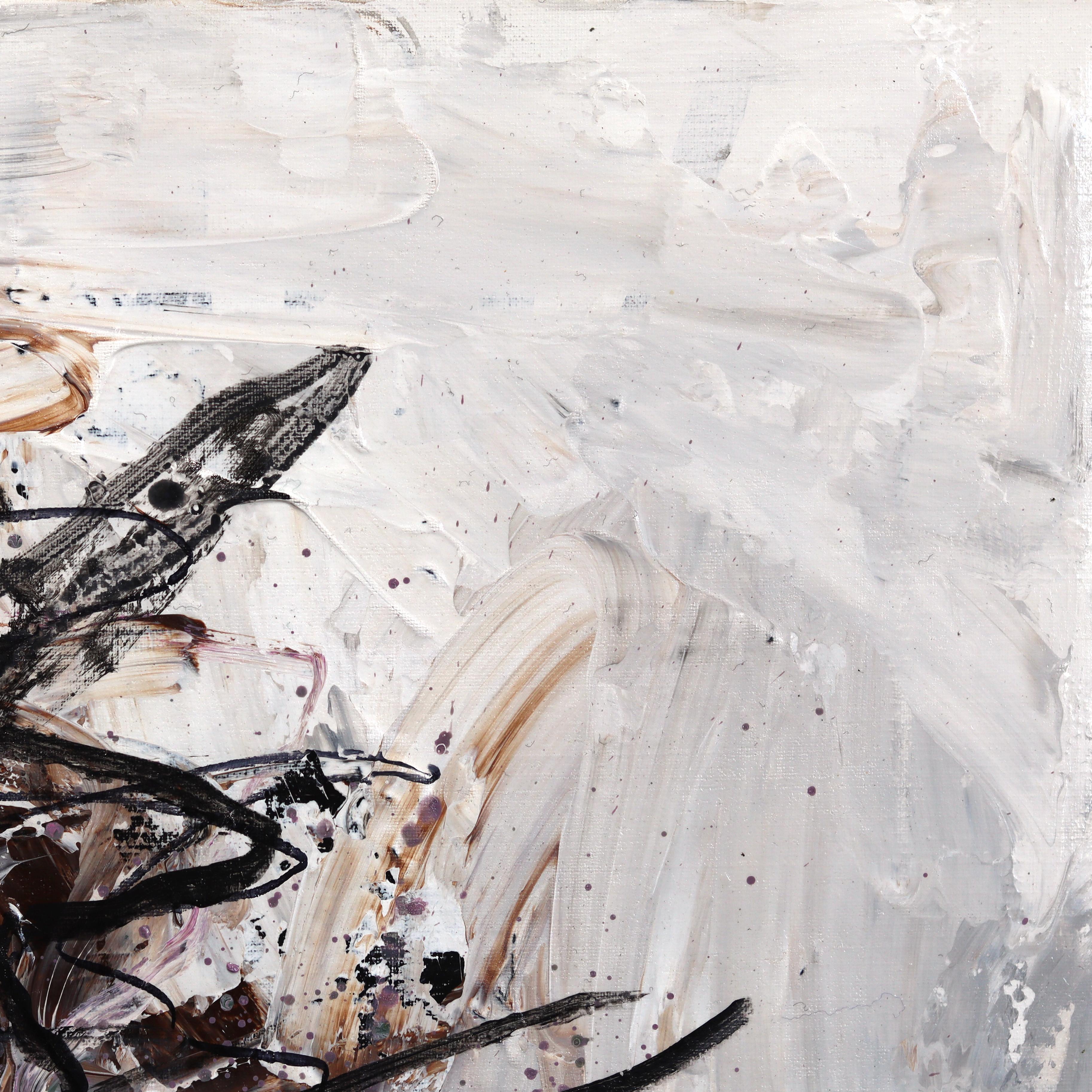 Drinking Sarah - Figurative Portrait Purple Textured Acrylic Painting on Canvas For Sale 4