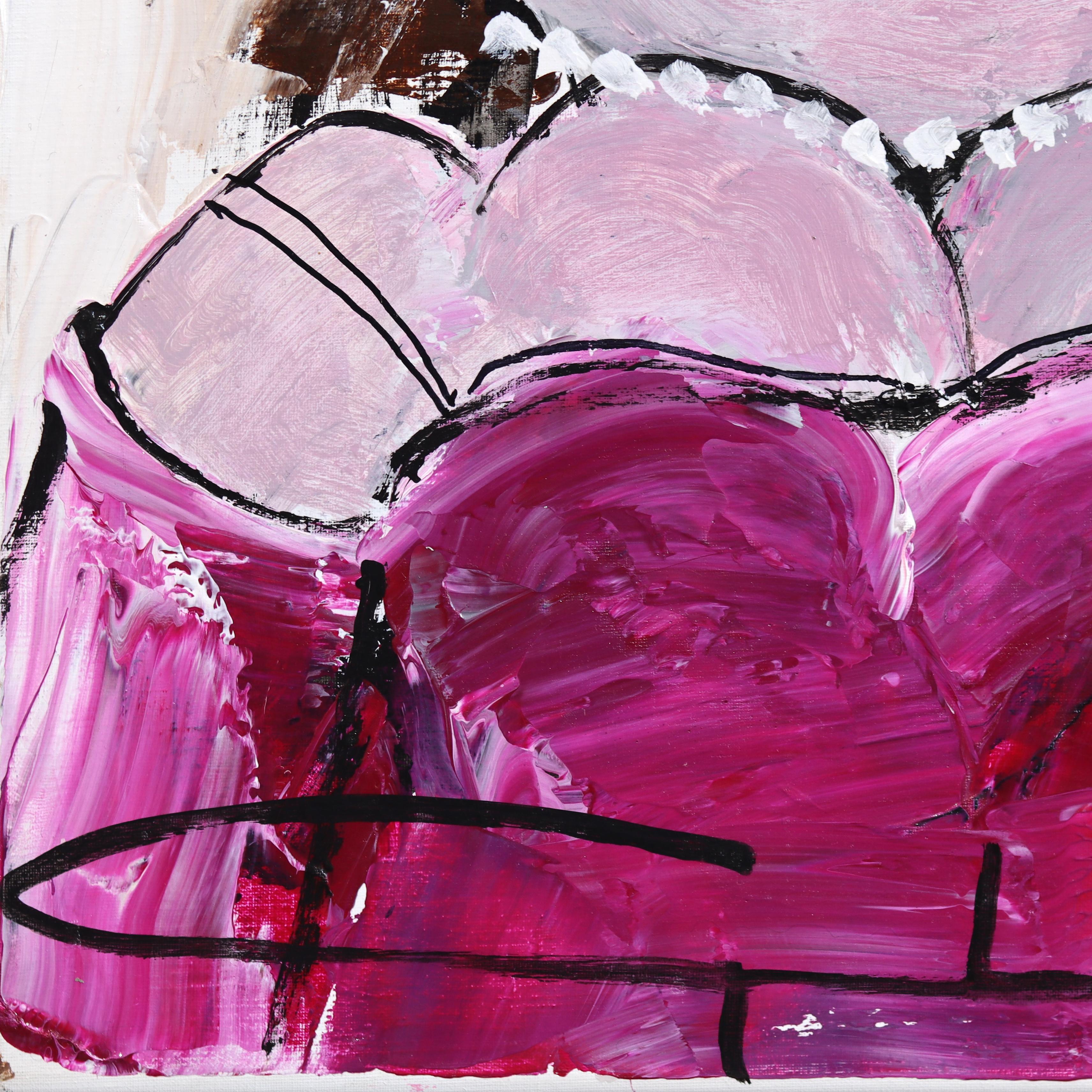 Drinking Sarah - Figurative Portrait Purple Textured Acrylic Painting on Canvas For Sale 5