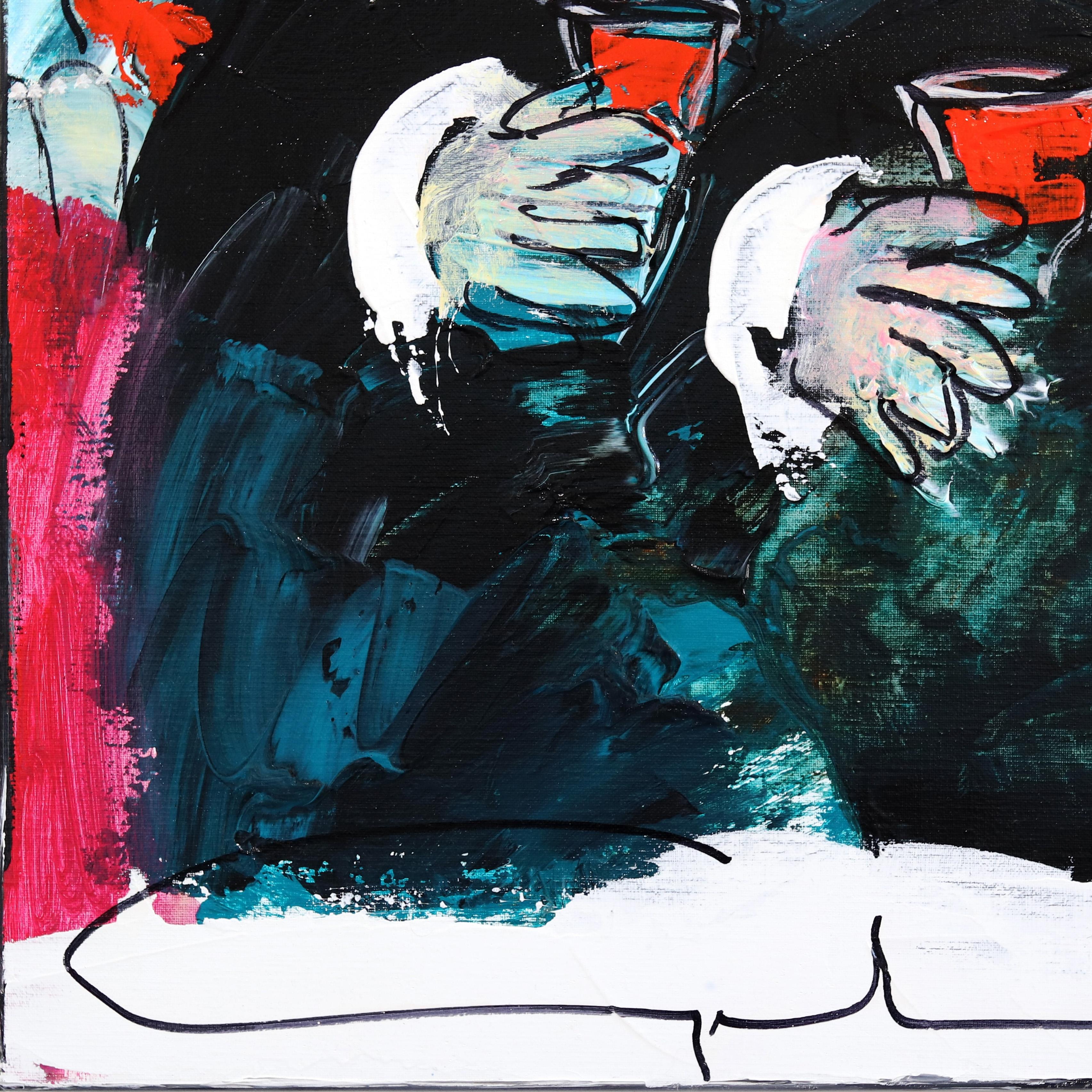 Finalmente venerdì - Pittura figurativa originale audace e deliziosa in vendita 2