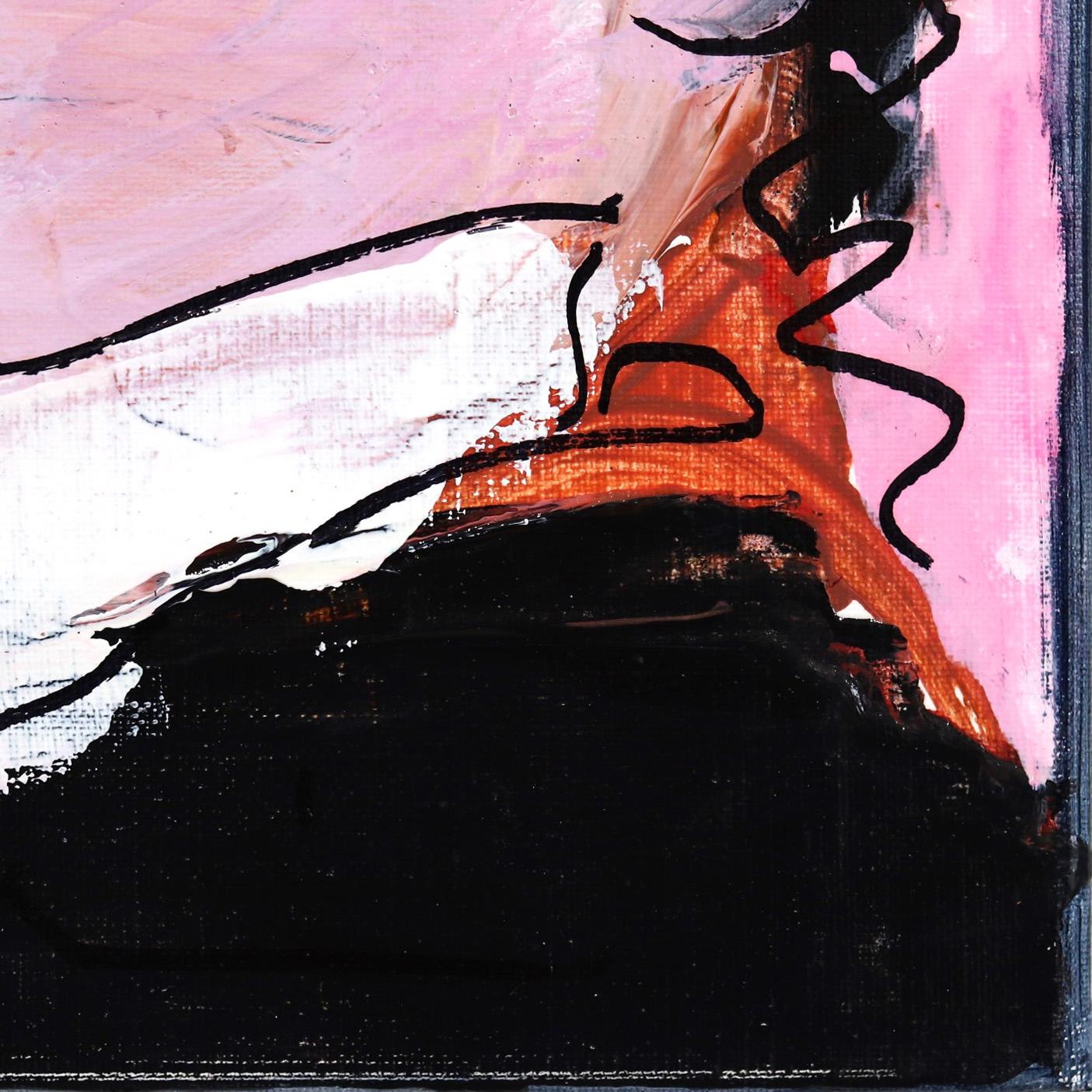 Happy Single 14 - Original Bold Delightful Figurative Pink and Bow Tie Painting For Sale 3