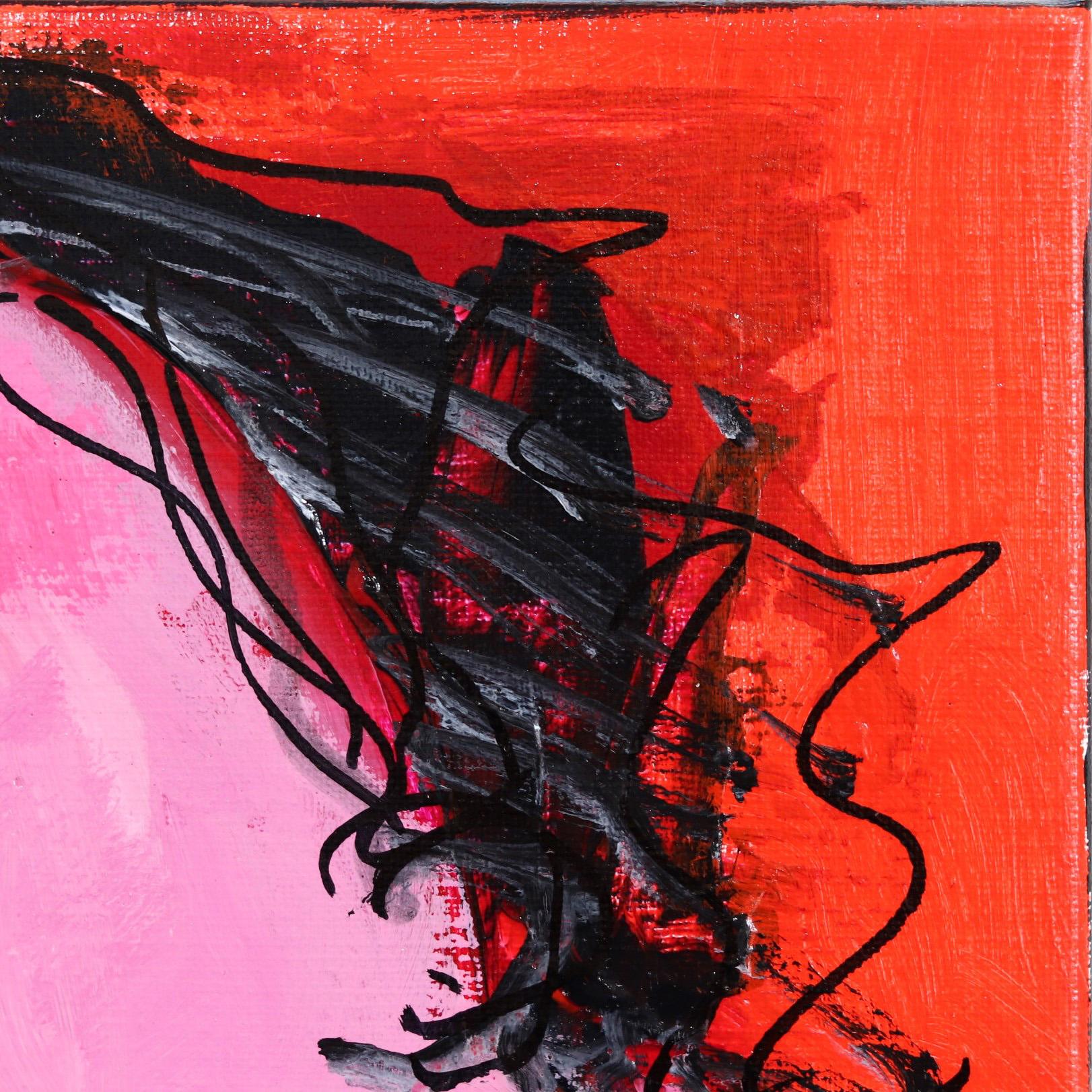 Happy Single 15 - Original Bold Delightful Figurative Pink and Red Painting For Sale 2