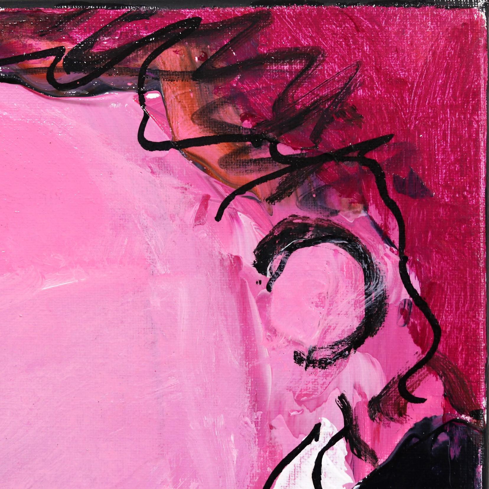 Happy Single 17 - Original Bold Delightful Figurative Pink and Purple Painting For Sale 2