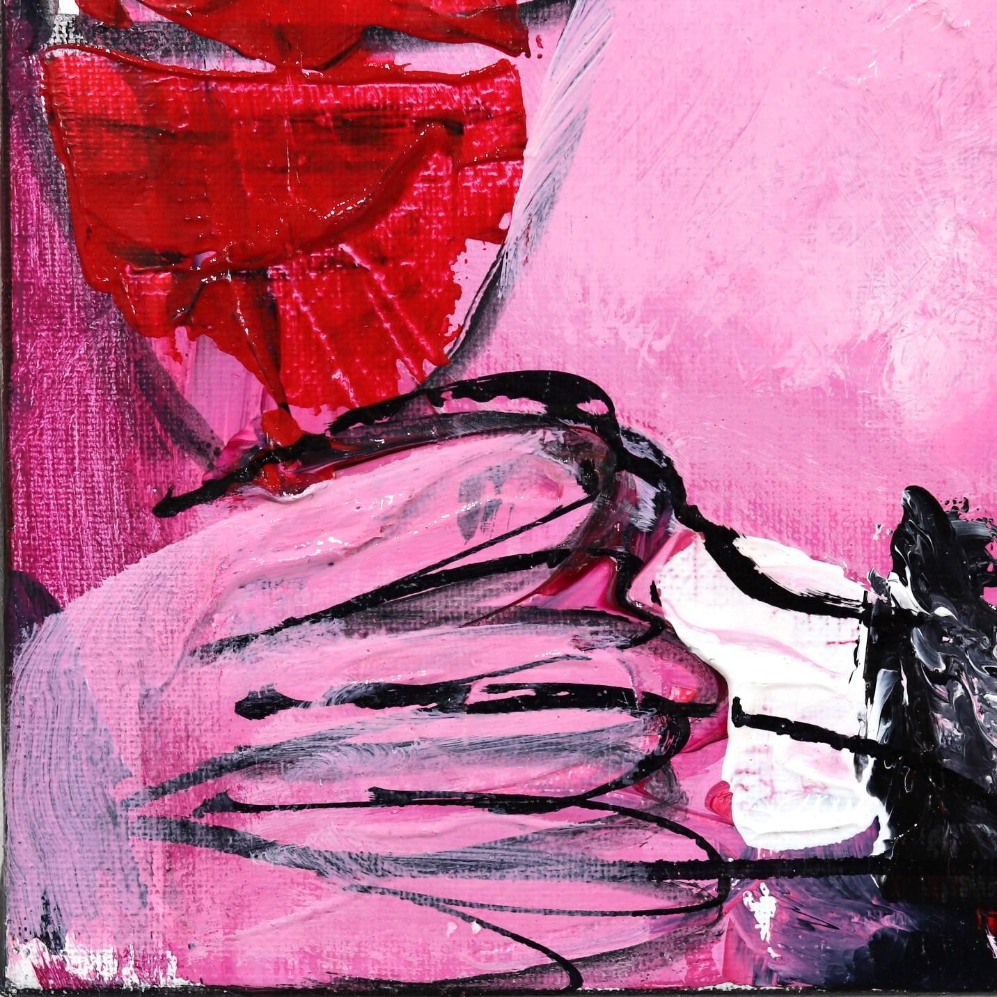 Happy Single 17 - Original Bold Delightful Figurative Pink and Purple Painting For Sale 4