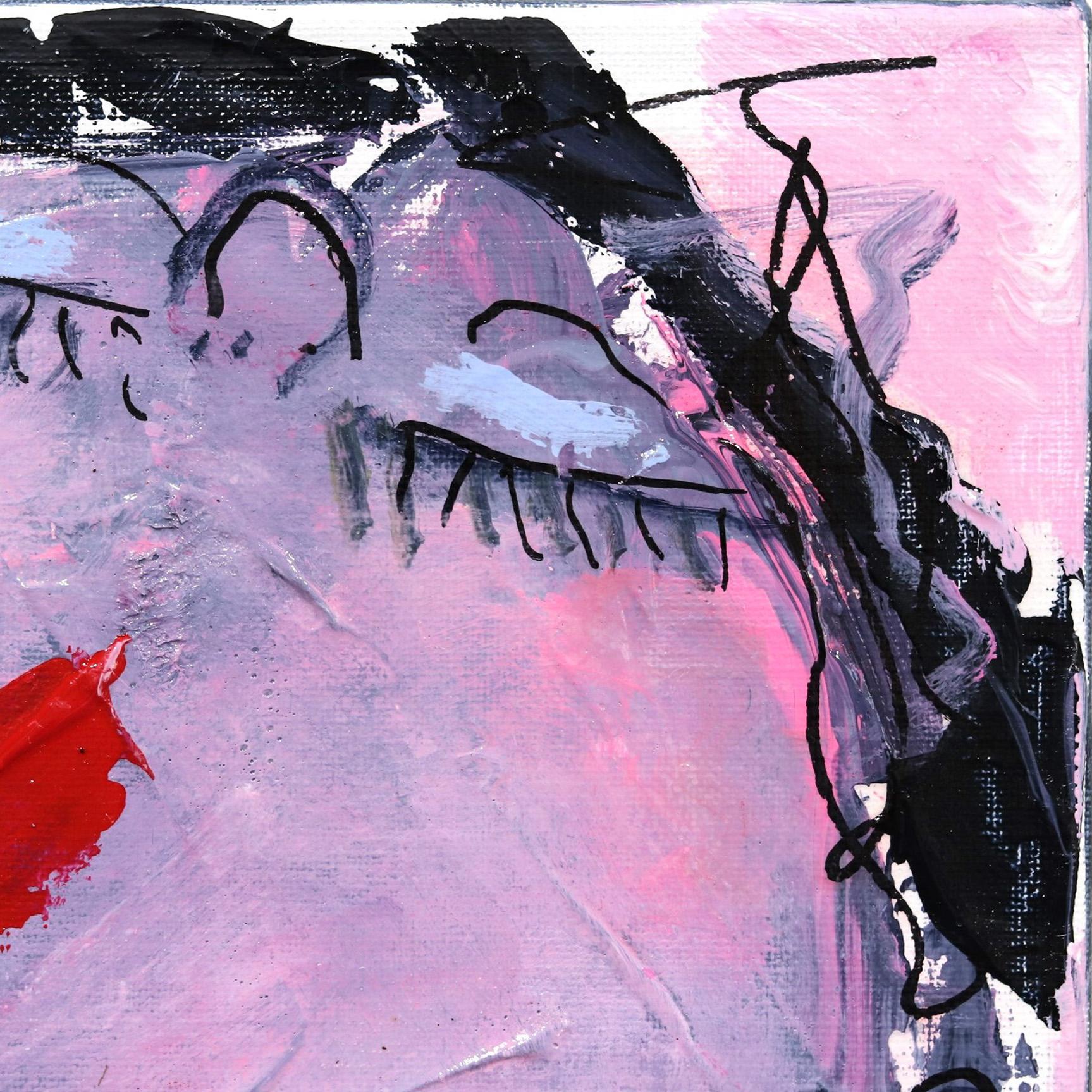 Happy Single 2 - Original Bold Delightful Figurative Fancy Pink Painting For Sale 1