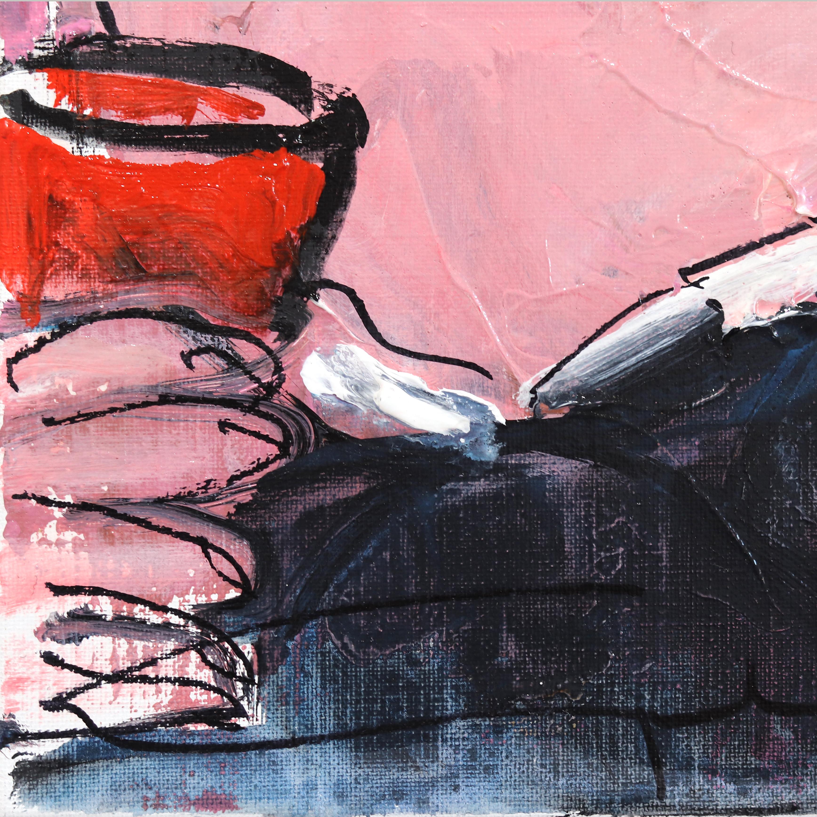 Happy Single 24 - Pintura Figurativa Retrato Rosa Original - Painting Contemporáneo de Gerdine Duijsens