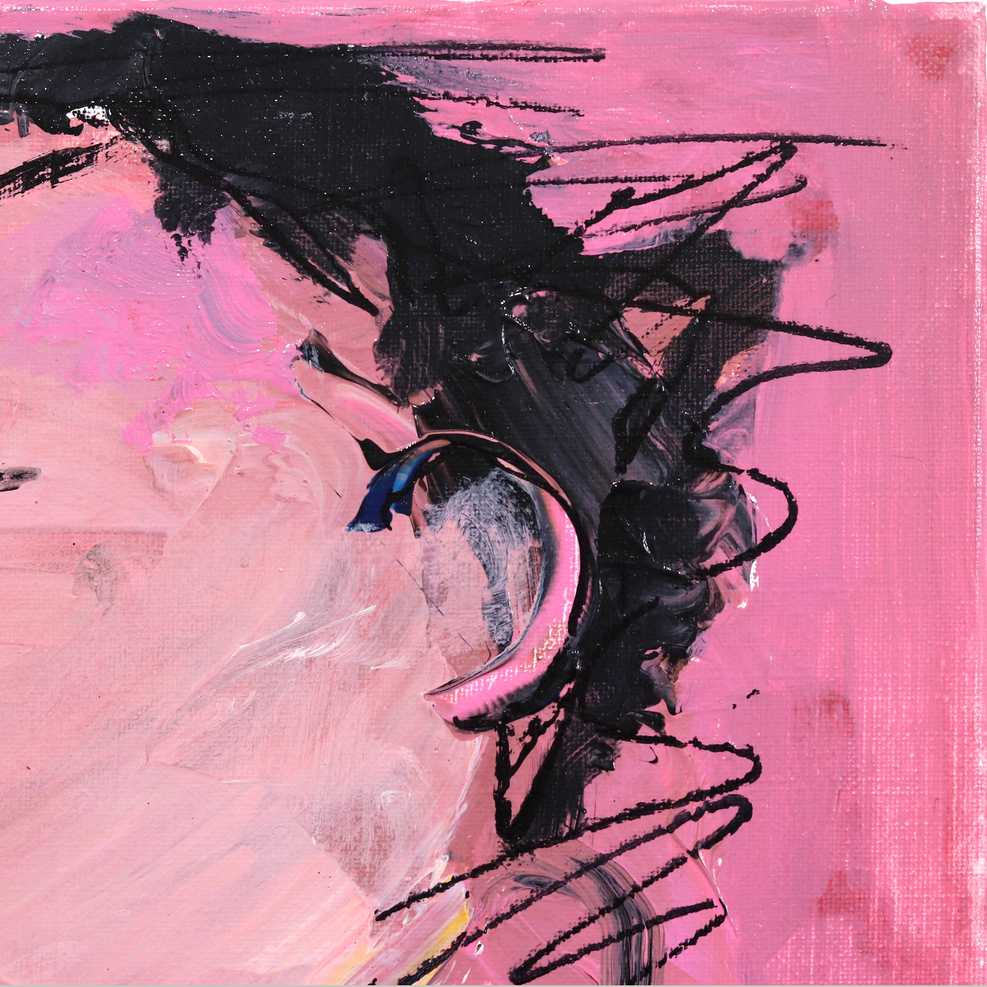 Happy Single 24 - Pintura Figurativa Retrato Rosa Original en venta 3