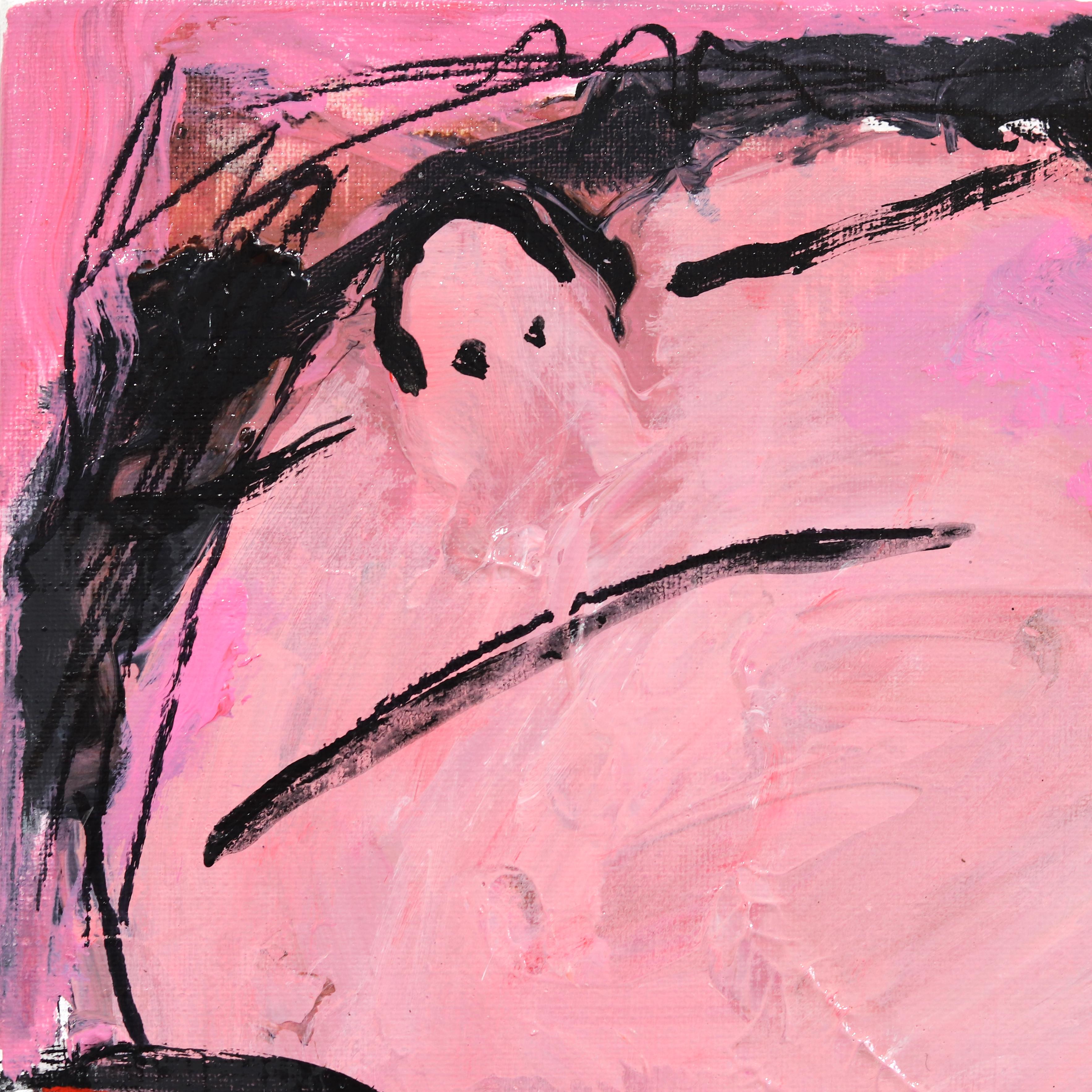 Happy Single 24 - Pintura Figurativa Retrato Rosa Original en venta 4