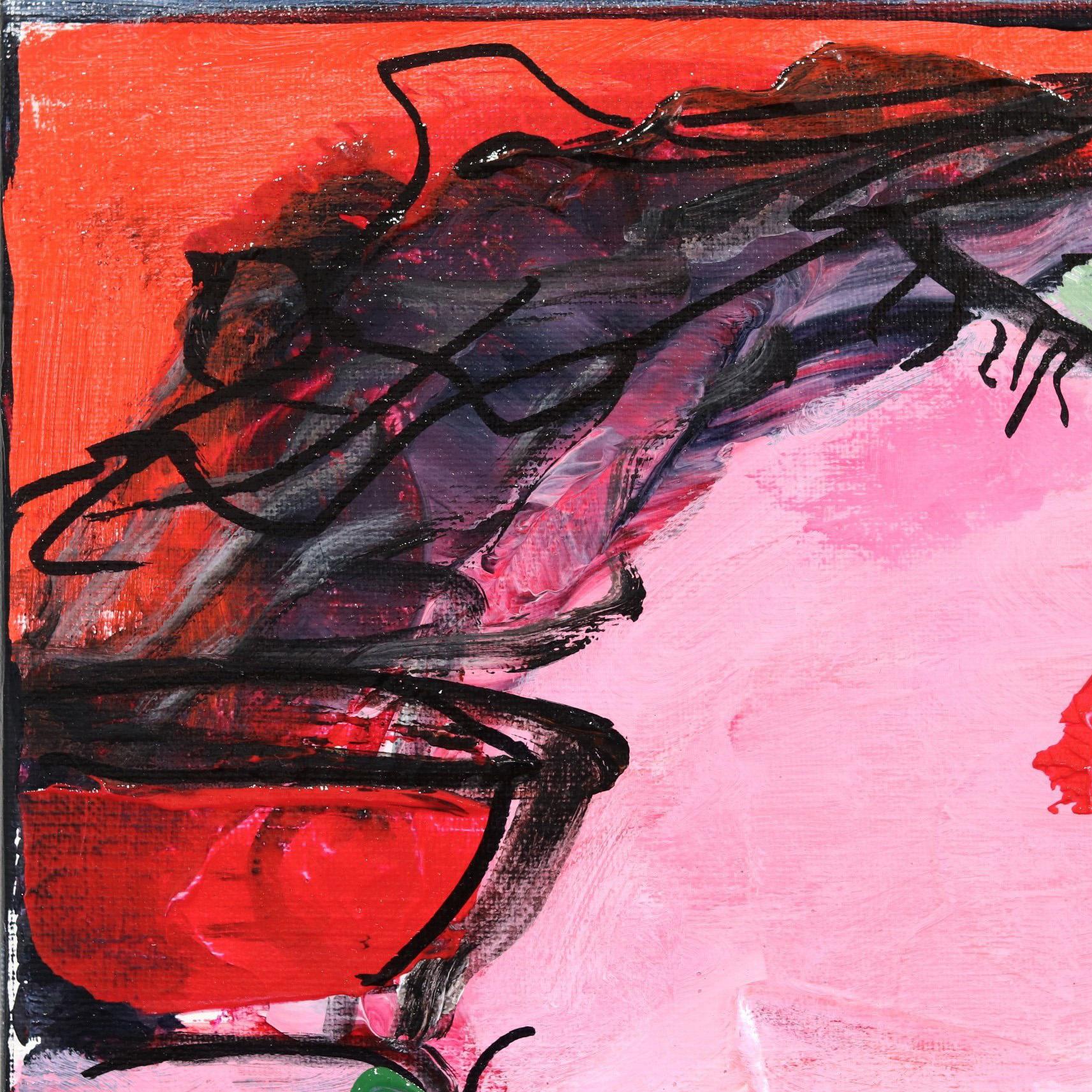 Happy Single 9 - Original Bold Delightful Figurative Pink and Red Painting For Sale 1