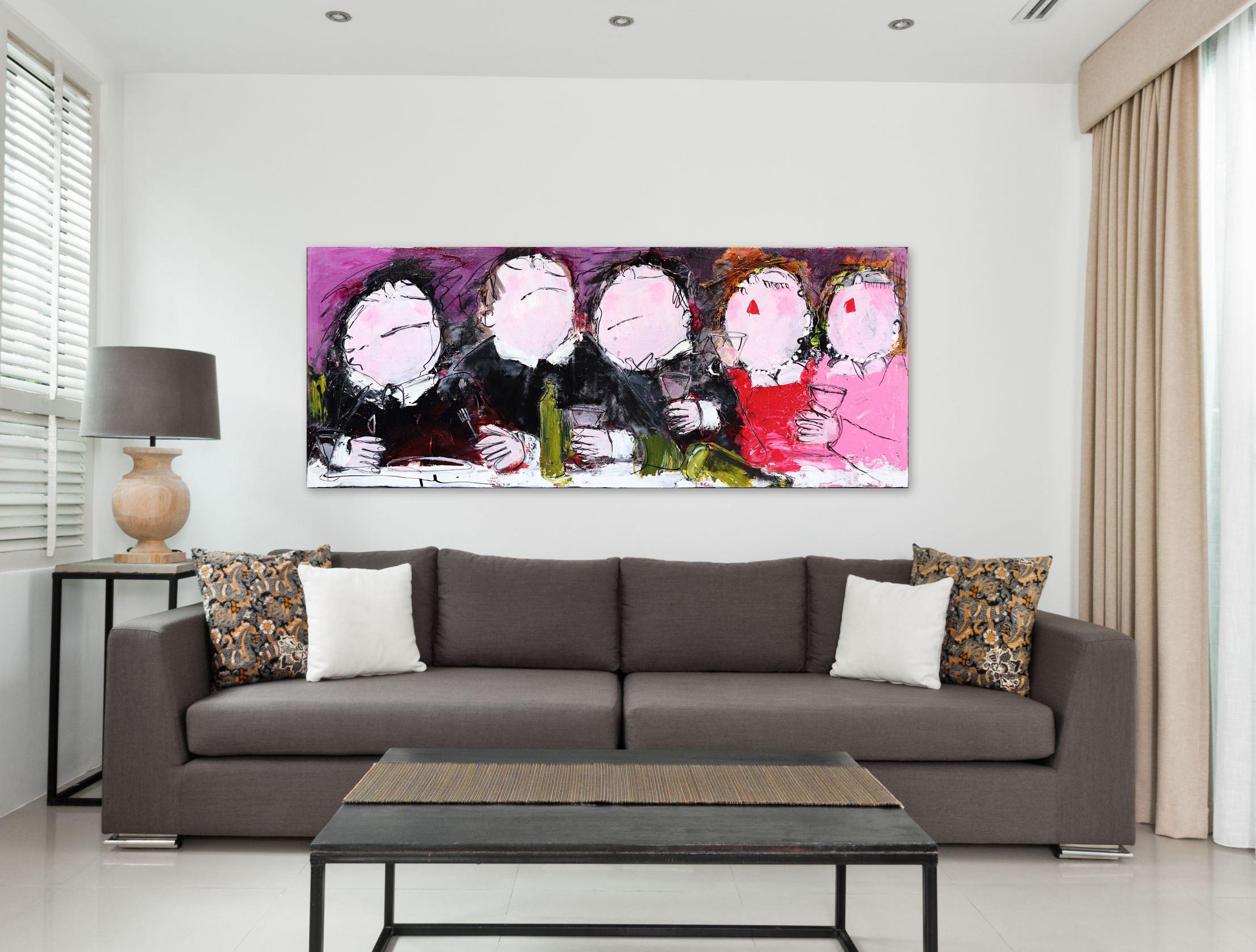 Quite A Messy Night - Quadro originale di fantasia figurativa in grassetto e delizioso - Painting di Gerdine Duijsens