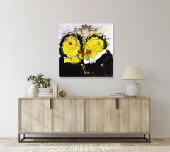 Romantici Dinner - Original Vibrant Yellow & Black Figurative Portrait Painting