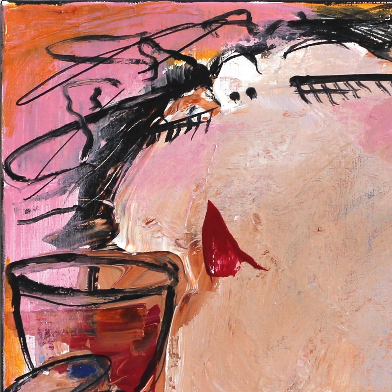 Sipping Merlot (Happy Single 5) - Abstract Painting by Gerdine Duijsens