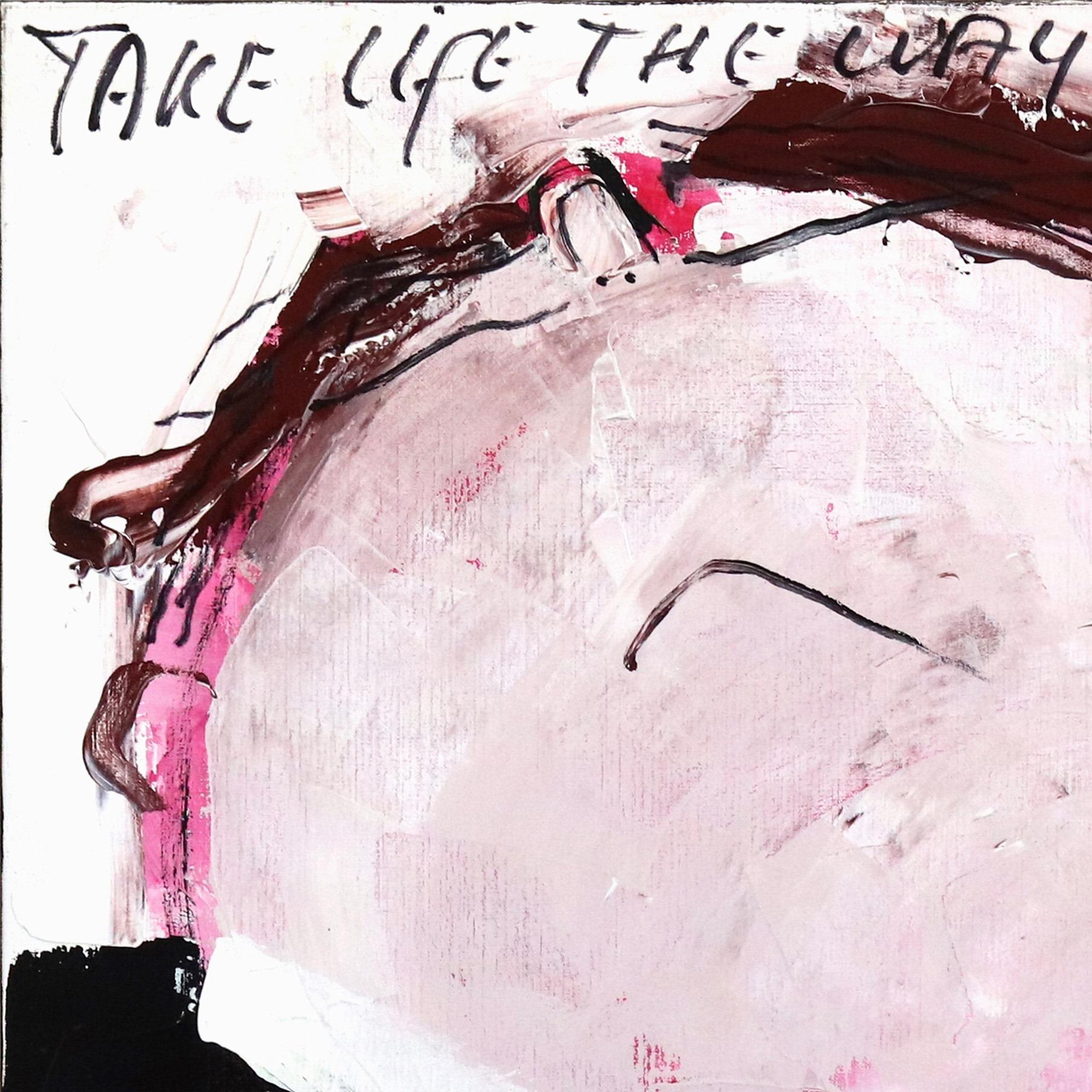 Take Life the Way It Is – evokative Figuren, die das Leben mit einem Getränke feiern (Abstrakter Expressionismus), Painting, von Gerdine Duijsens