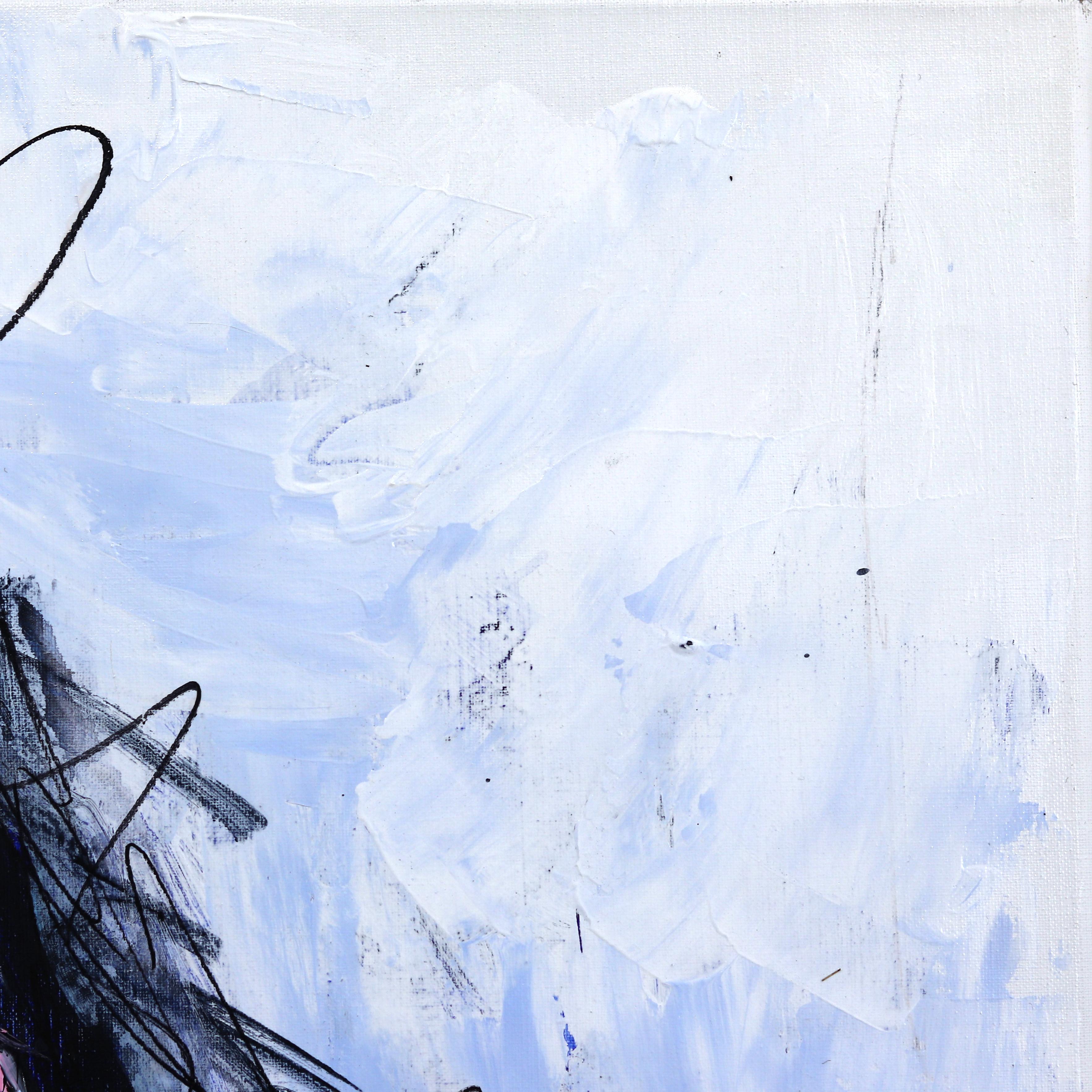 Con amor... con burbujas por todas partes - Pintura figurativa azul original con retrato 1