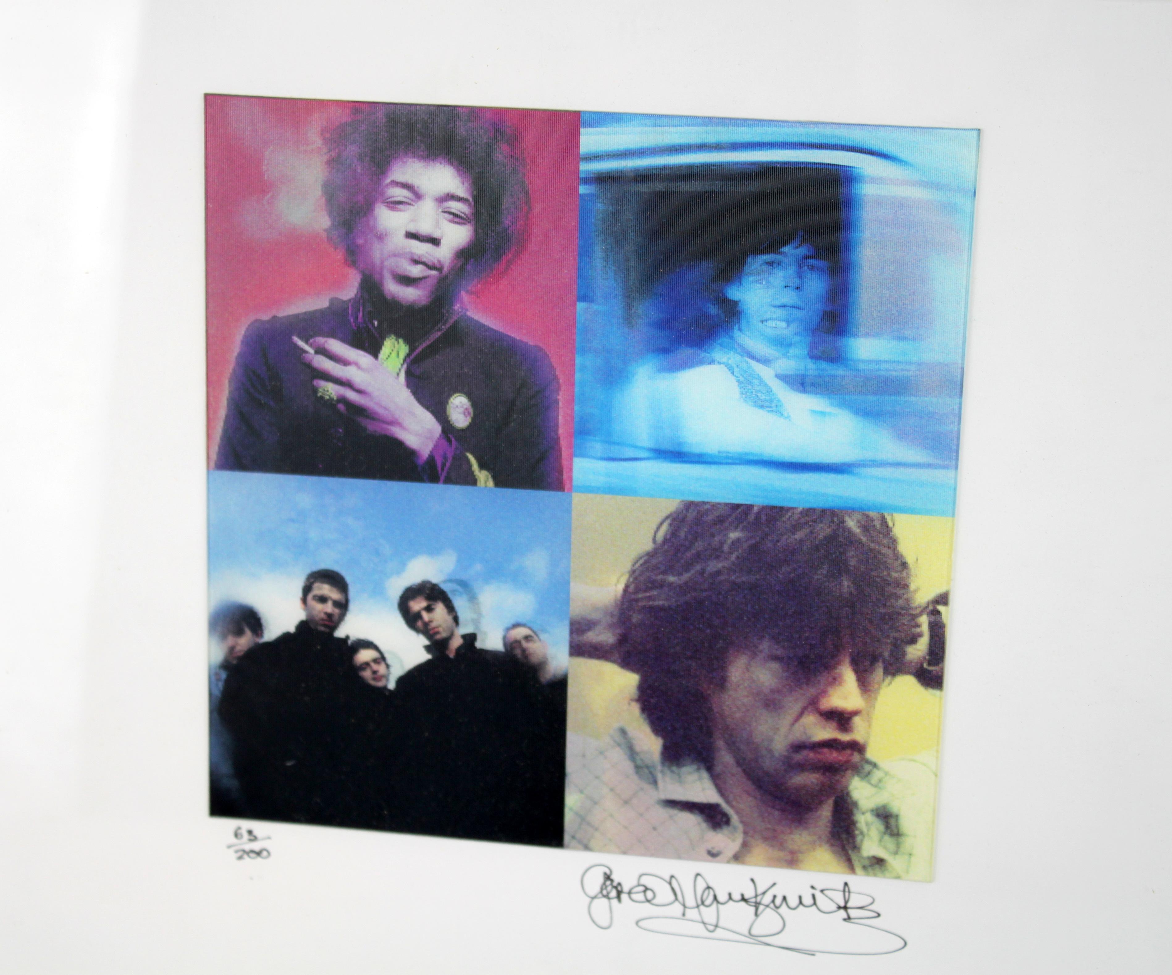 Gered Mankowitz, Exclusive Lenticular Print Jimi/Keith/Mick/Oasis, 2004 In Excellent Condition In Braintree, GB