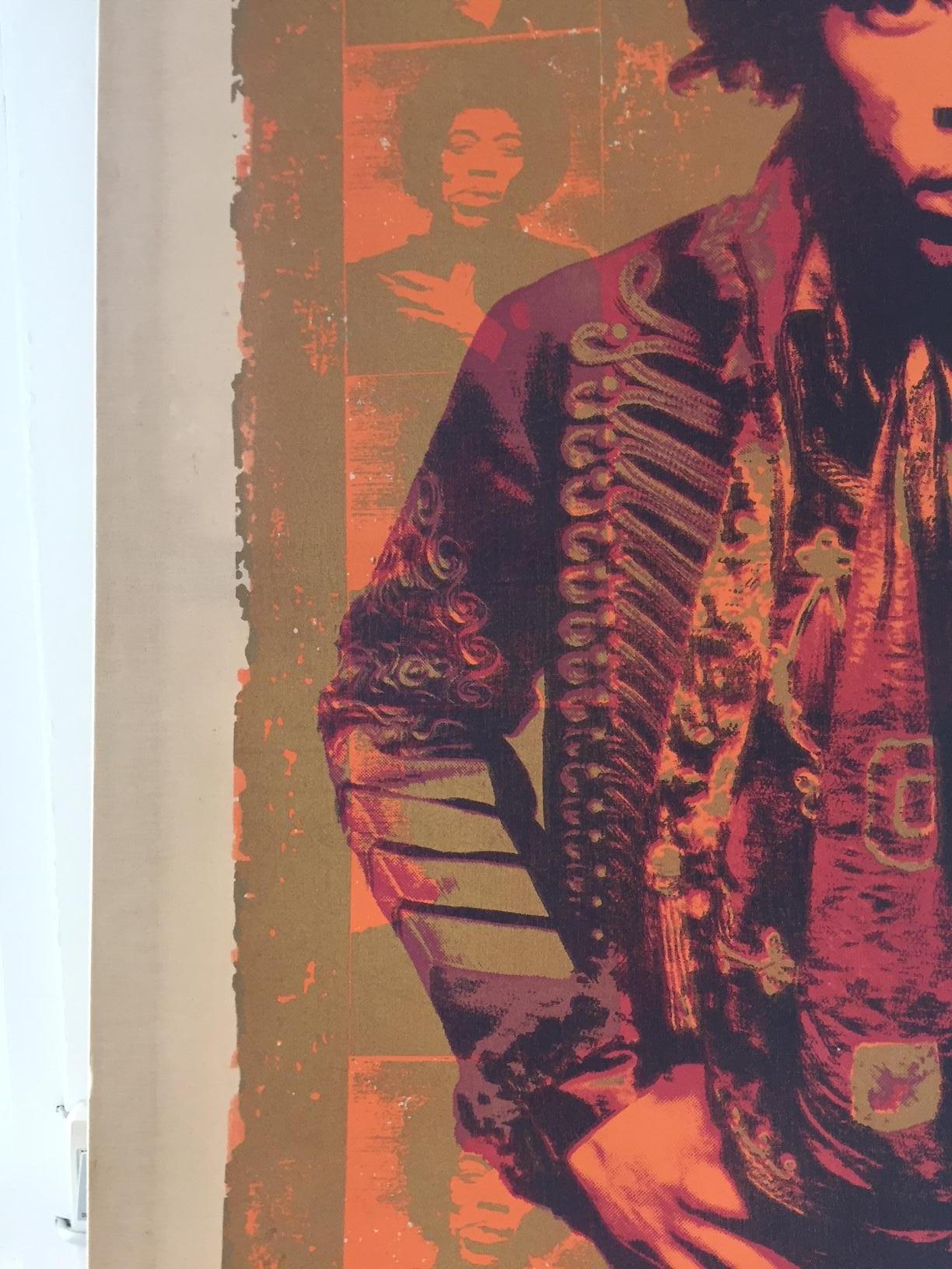 Gered Mankowitz Jimi Hendrix London 1967 Print Orange Gold Purple on Canvas For Sale 2