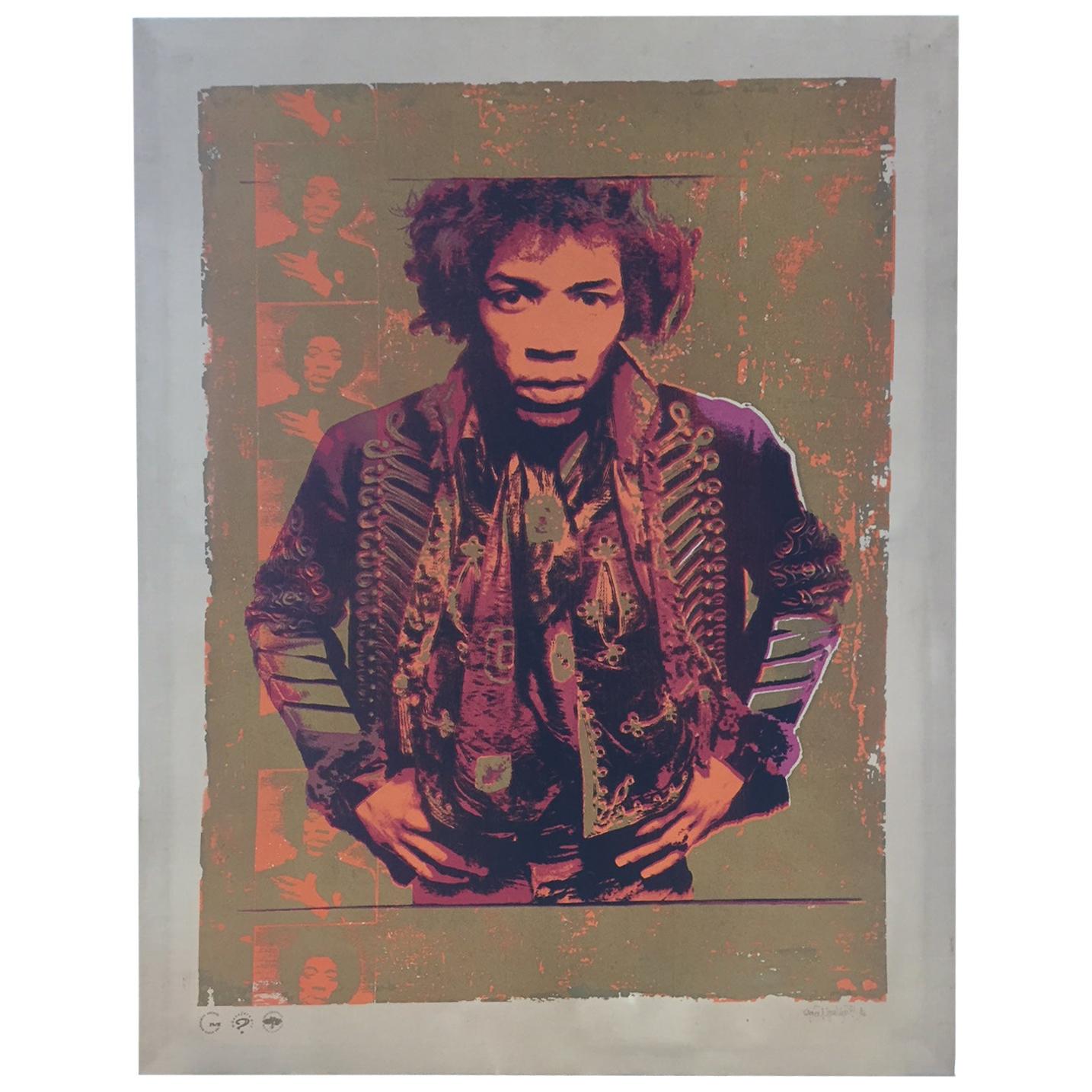 Gered Mankowitz Jimi Hendrix London 1967 Print Orange Gold Purple on Canvas For Sale