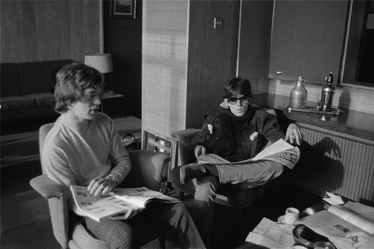 Gered Mankowitz Black and White Photograph - Mick Jagger and Keith Richards