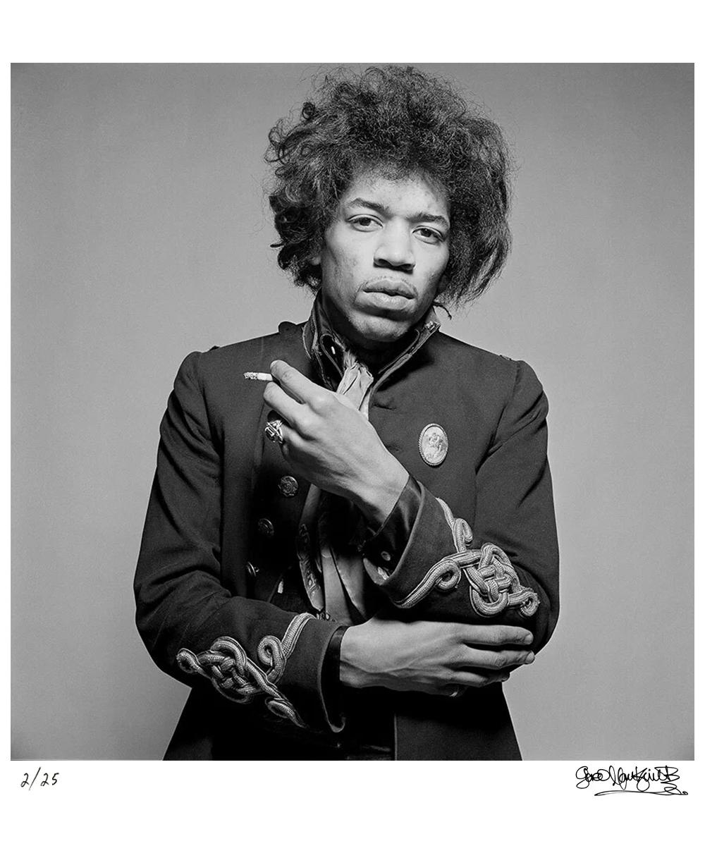 Jimi Hendrix Poses With A Cigarette, 1967 — Signed Limited Edition Print - Photograph by Gered Mankowitz