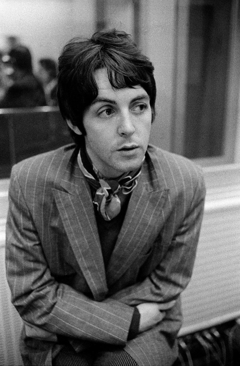 Gered Mankowitz Black and White Photograph - 'Paul McCartney Pinstripe'  SIGNED, LIMITED EDITION 