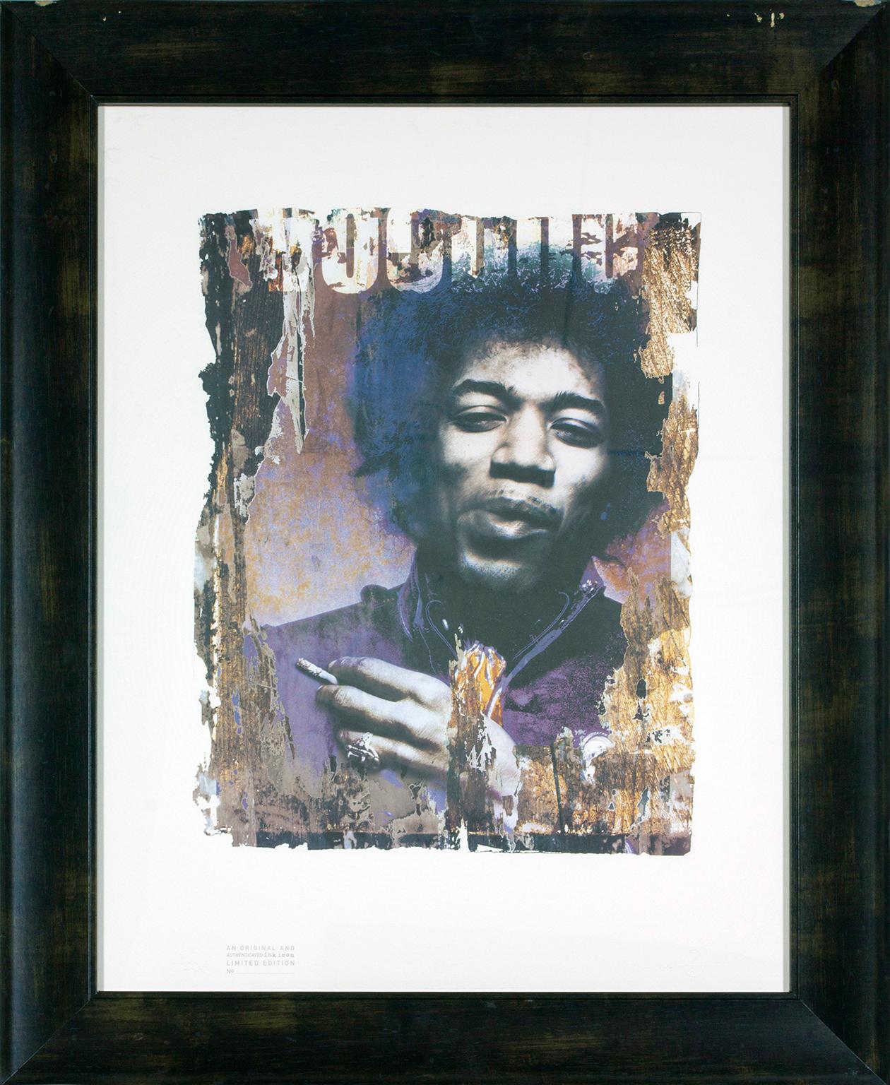 "Jimi Hendrix", Siebdruck in limitierter Auflage des Künstlers Gered Mankowitz. Bildgröße: 19 3/4 x 15 Zoll. Geprägt mit Stempel unten links und den Stempeln The Gered Mankowitz Archive und ? unten rechts. "Ein originales und authentifiziertes