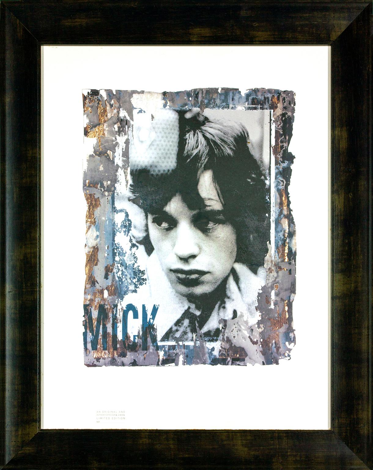 "Mick Jagger", sérigraphie en édition limitée de l'artiste Gered Mankowitz. Taille de l'image : 19 3/4 x 15 pouces. Estampillé avec le tampon en bas à gauche et le tampon The Gered M-One Archive M et ? en bas à droite. "Icone à l'encre originale et