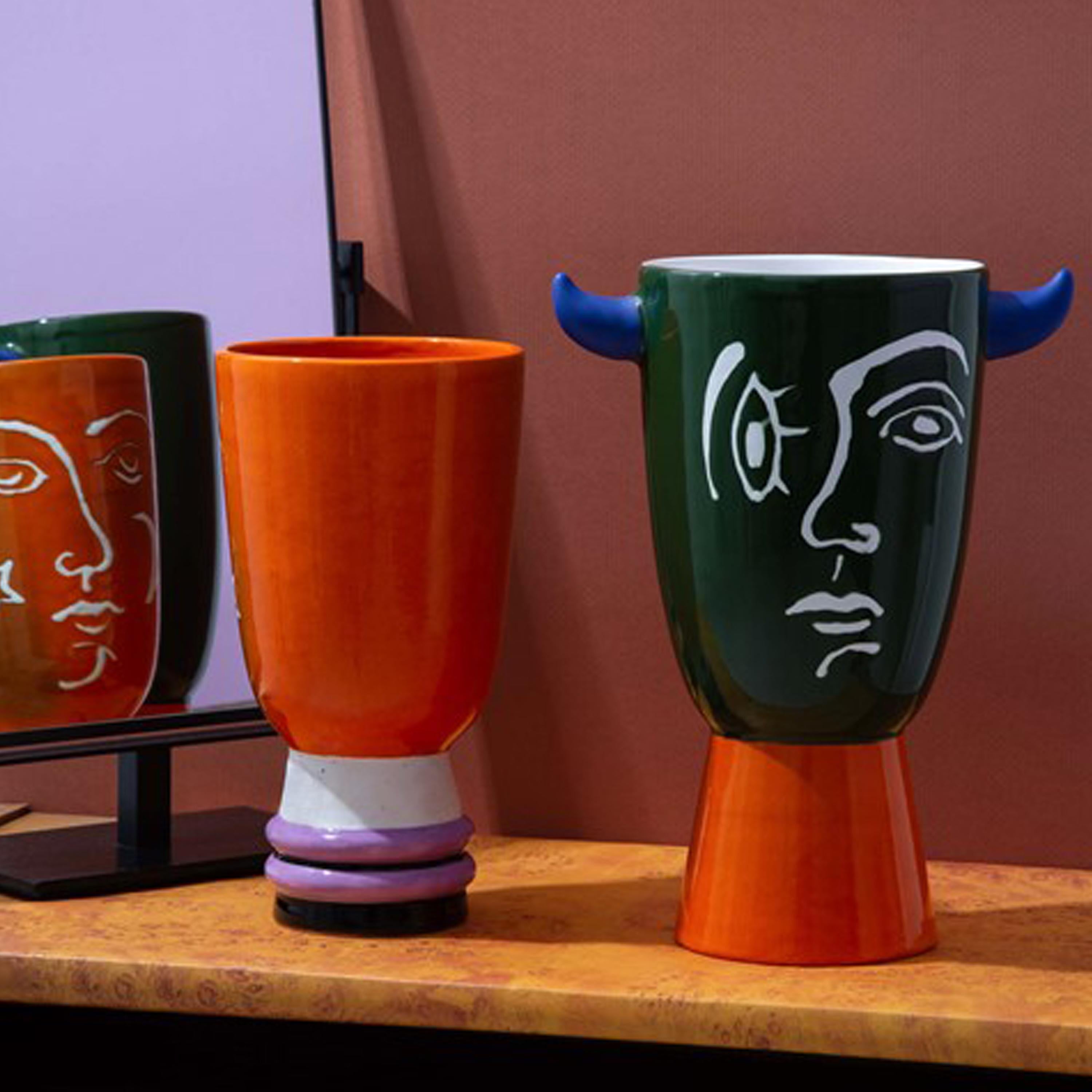 Hand-Painted Gergei Faun Pop Handmade Colored Ceramic Vase, Spain, 2020