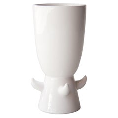 Gergei Pop Handmade White Ceramic Vase, Spain, 2020