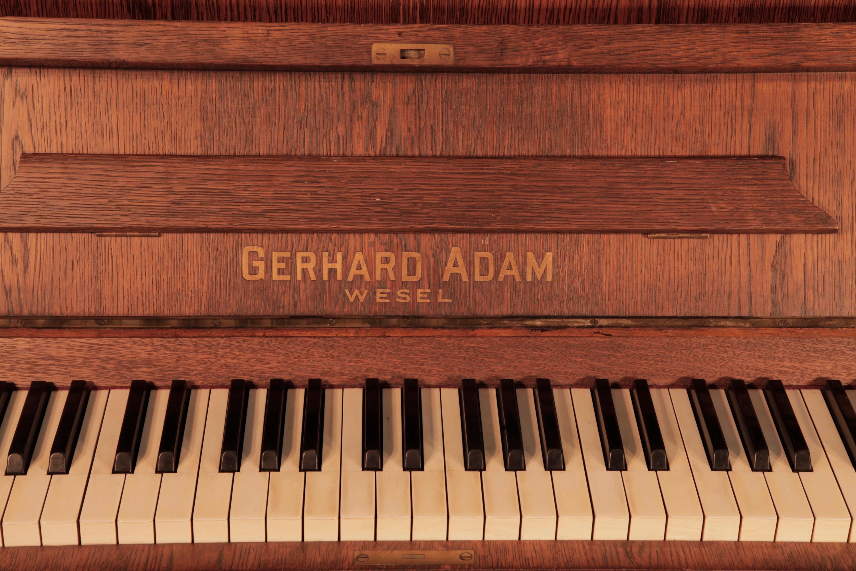 German Gerhard Adams Upright Piano Oak Brutalist Style Aggressive Lines Modular Planes