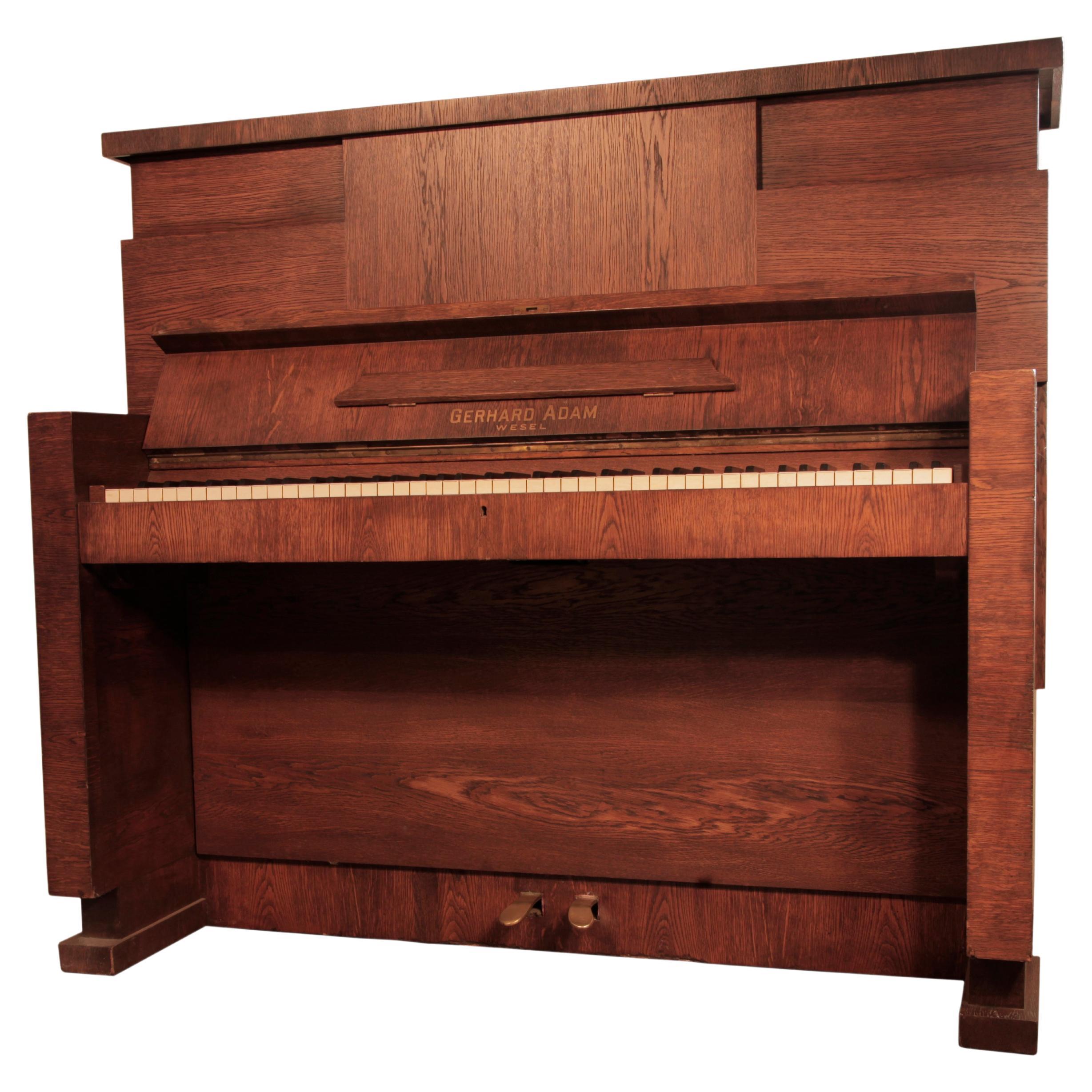 Gerhard Adams Upright Piano Oak Brutalist Style Aggressive Lines Modular Planes