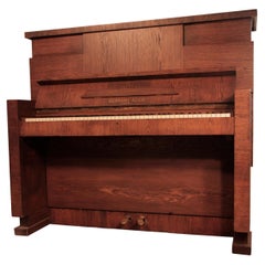 Gerhard Adams Upright Piano Oak Brutalist Style Aggressive Lines Modular Planes