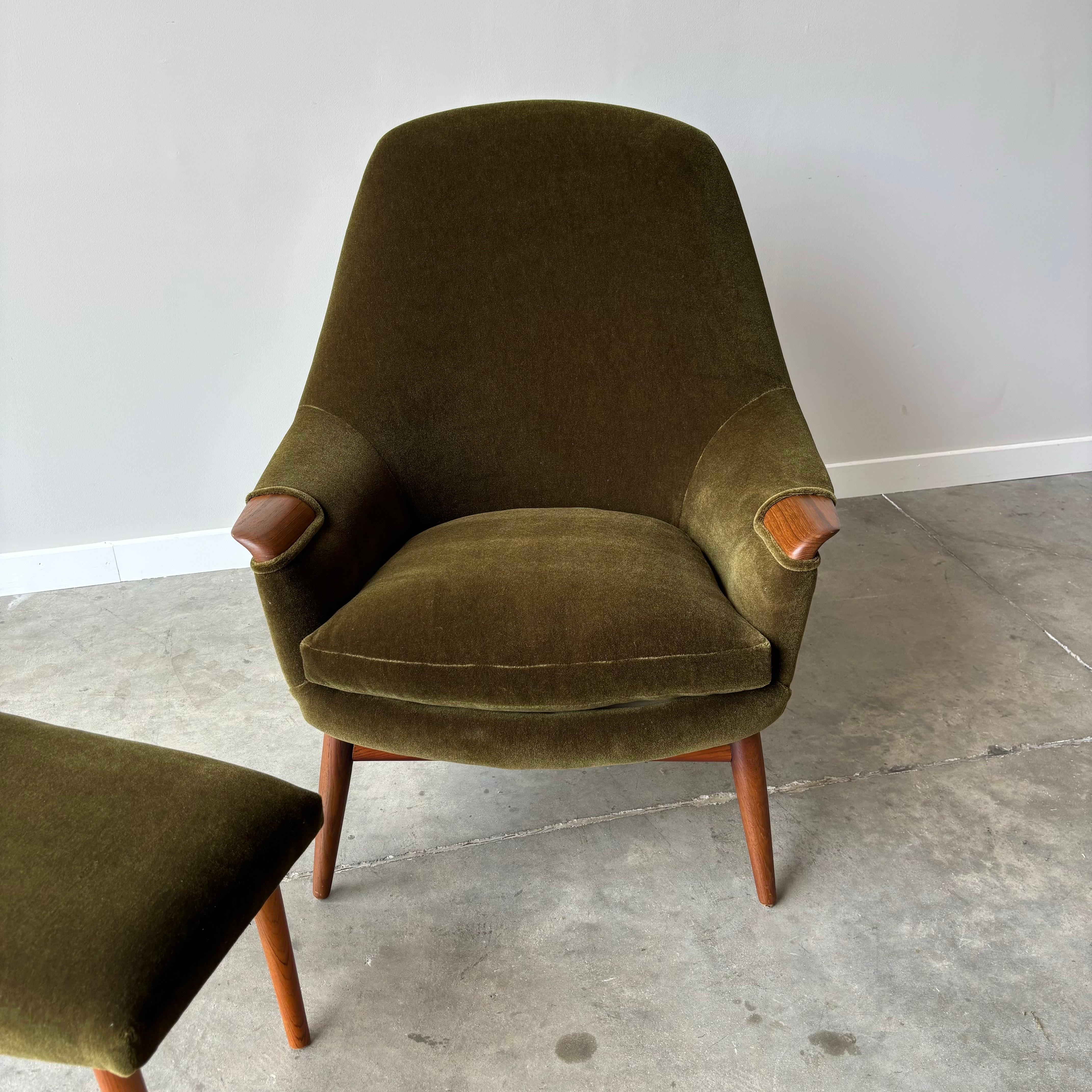 Upholstery Gerhard Berg Lounge And Ottoman, Danish Modern, 1960s