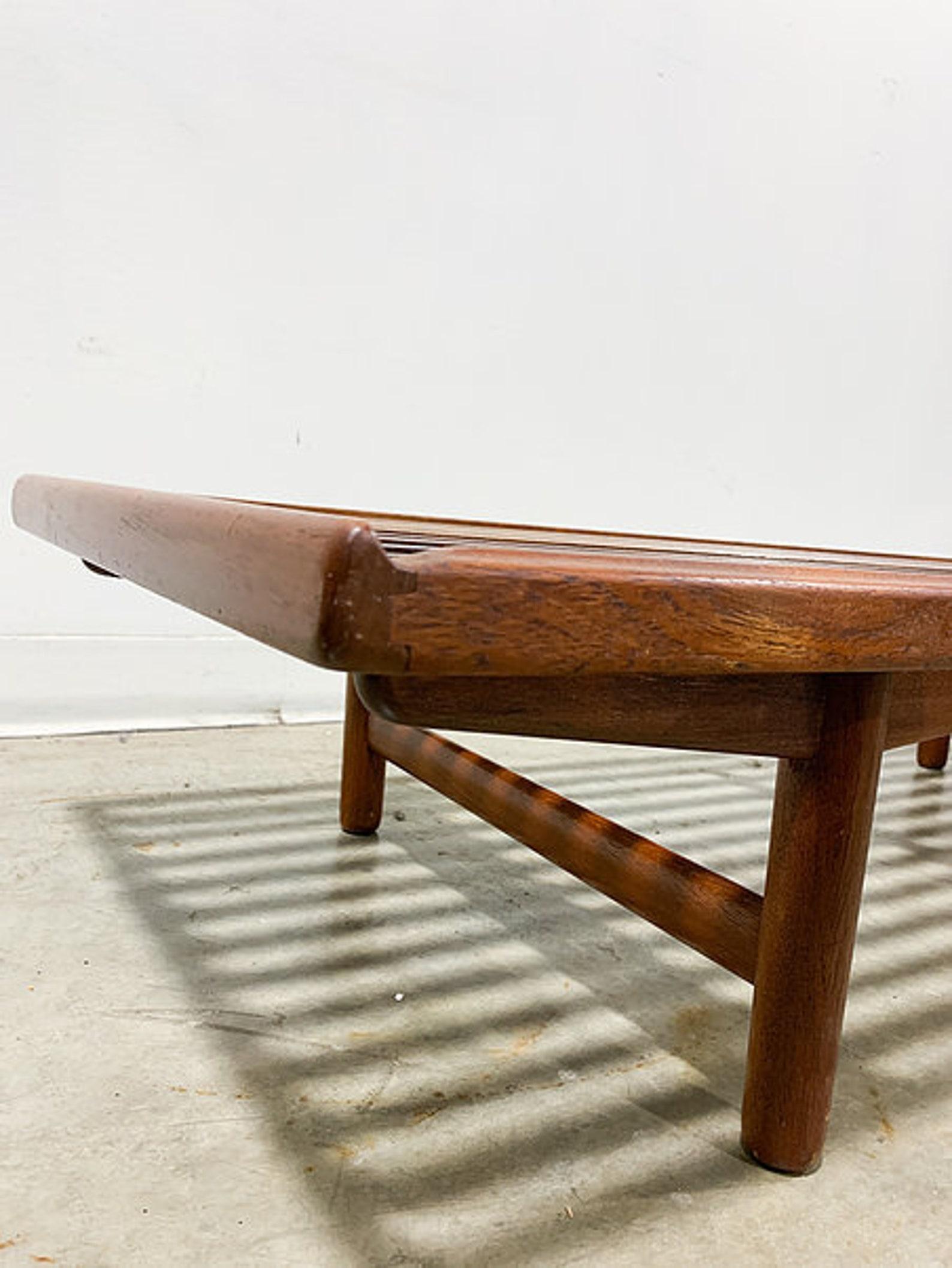 20th Century Gerhard Berg Mid-Century Modern Teak Slat Bench